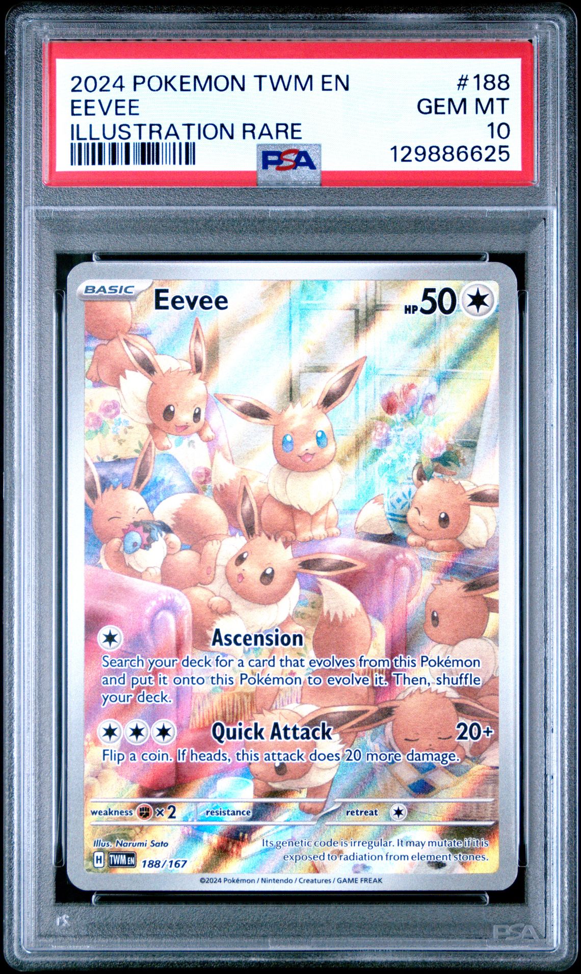 2024 Pokemon Twm En-Twilight Masquerade Eevee #188 (Illustration Rare) Gem Mt 10 front