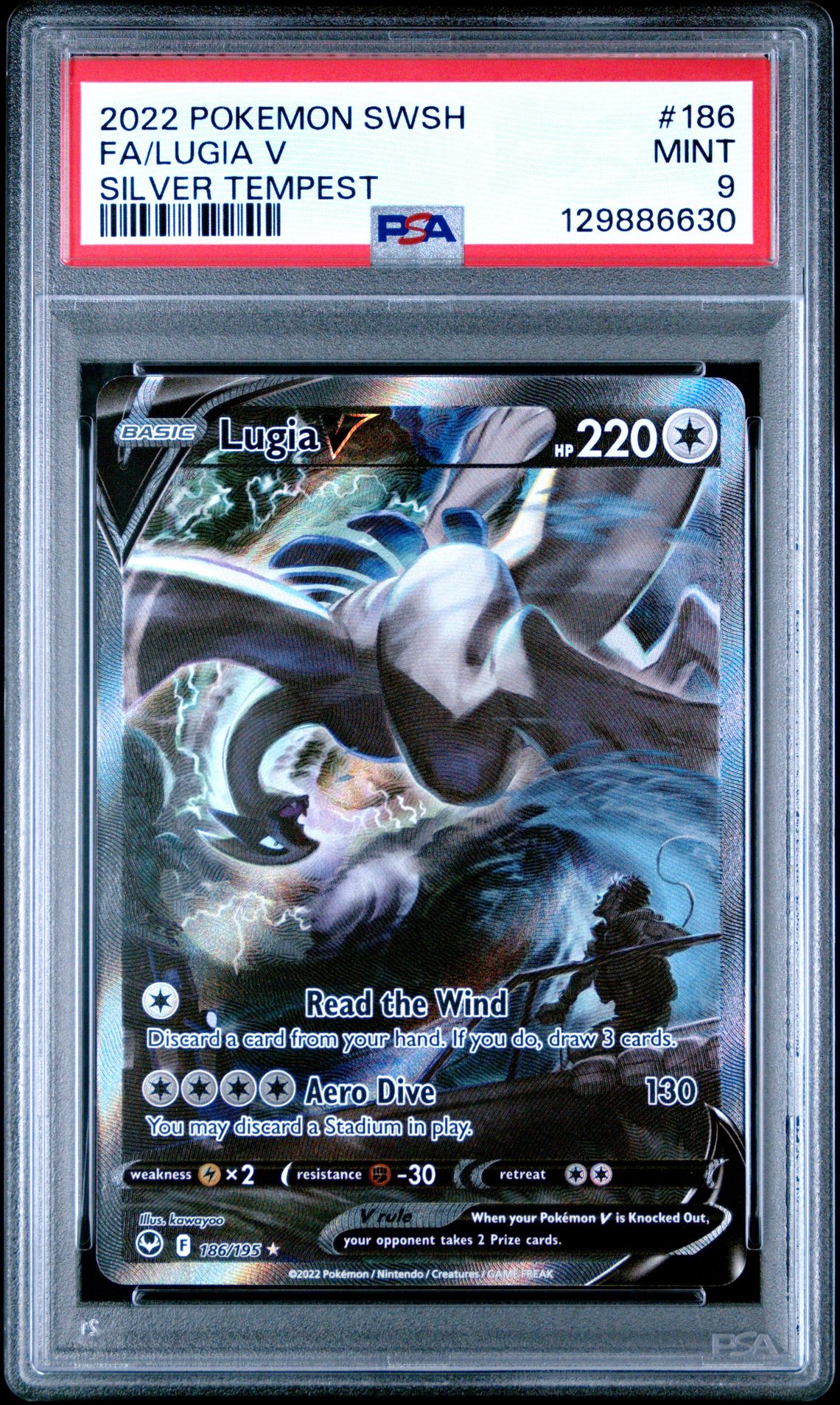 2022 Pokemon Sword & Shield Silver Tempest Fa/Lugia V #186 (Silver Tempest) Mint 9 front