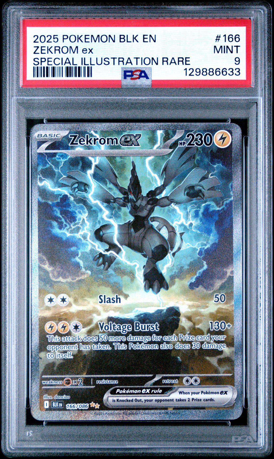 2025 Pokemon Blk En-Black Bolt Zekrom Ex #166 (Special Illustration Rare) Mint 9 front