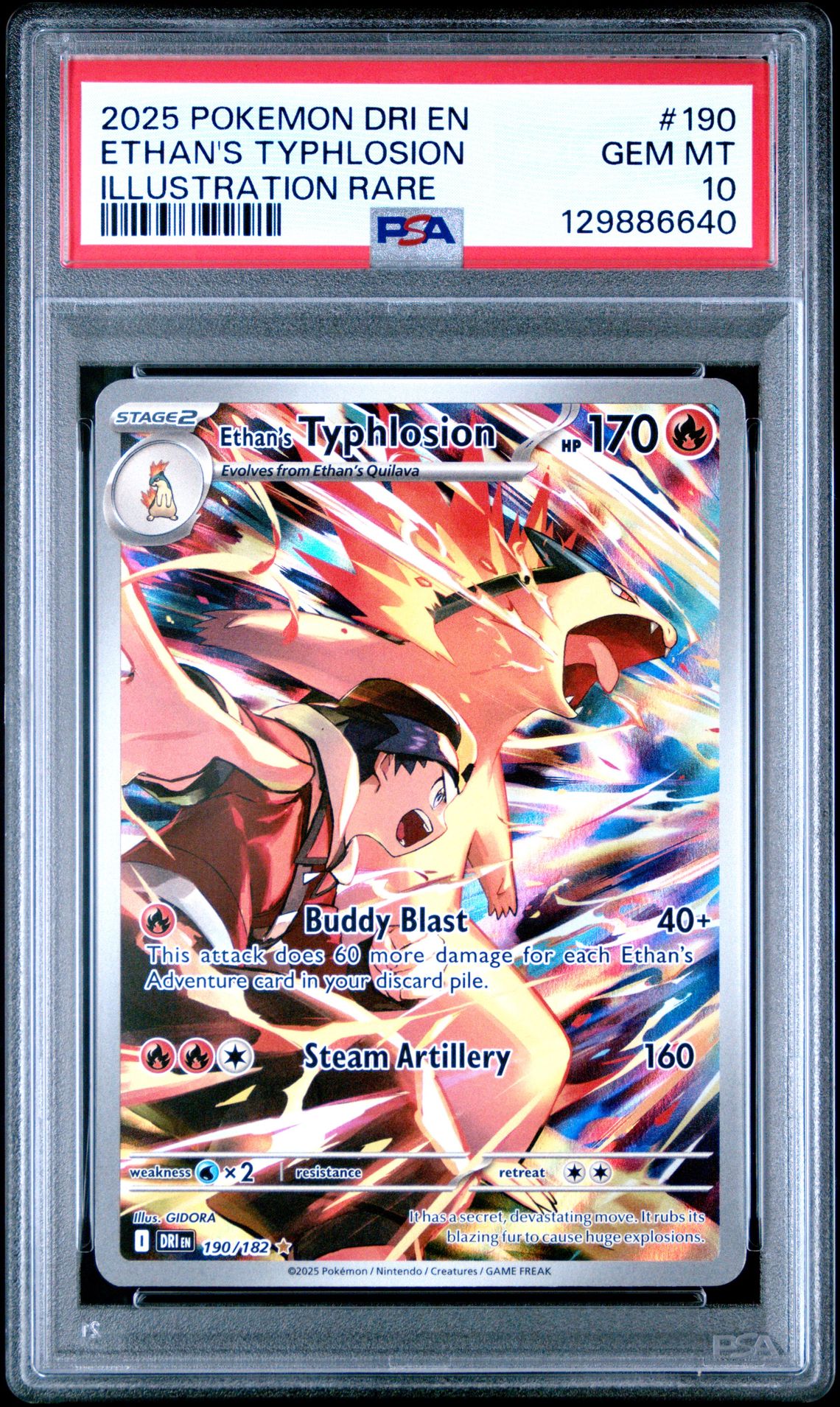 2025 Pokemon Dri En-Destined Rivals Ethan's Typhlosion #190 (Illustration Rare) Gem Mt 10 front