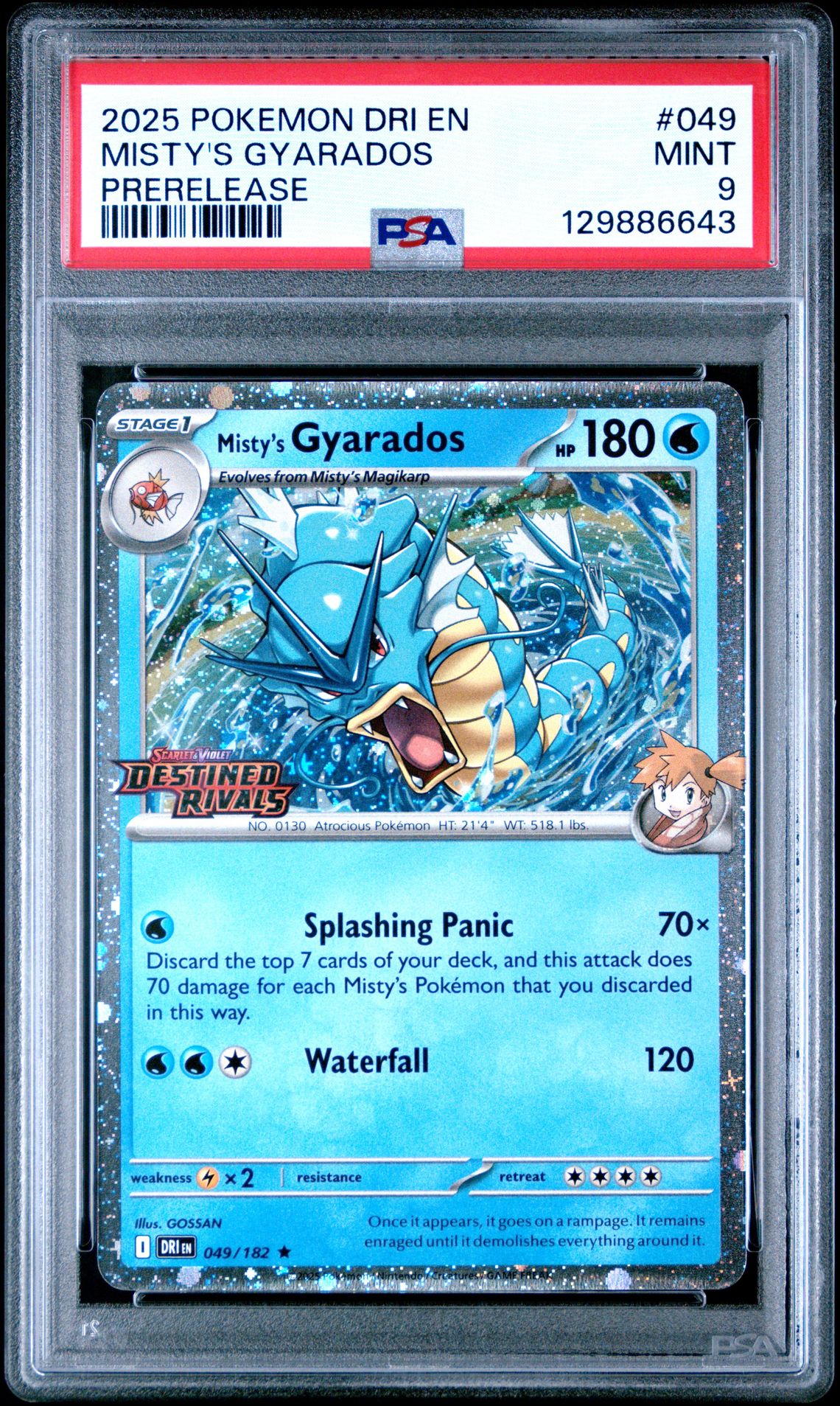 2025 Pokemon Dri En-Destined Rivals Misty's Gyarados #049 (Prerelease) Mint 9 front
