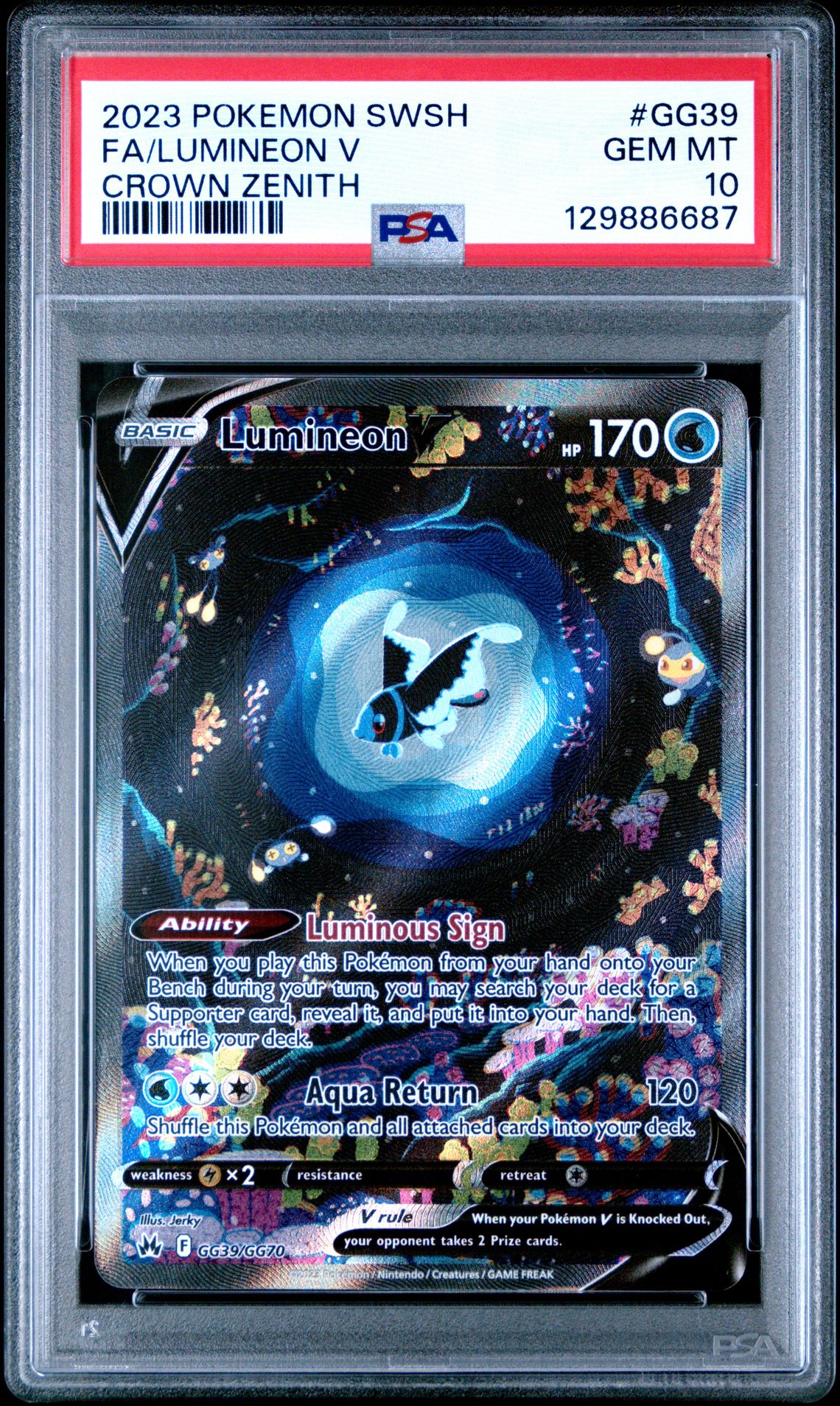 2023 Pokemon Sword And Shield Crown Zenith Fa/Lumineon V #Gg39 (Crown Zenith) Gem Mt 10 front