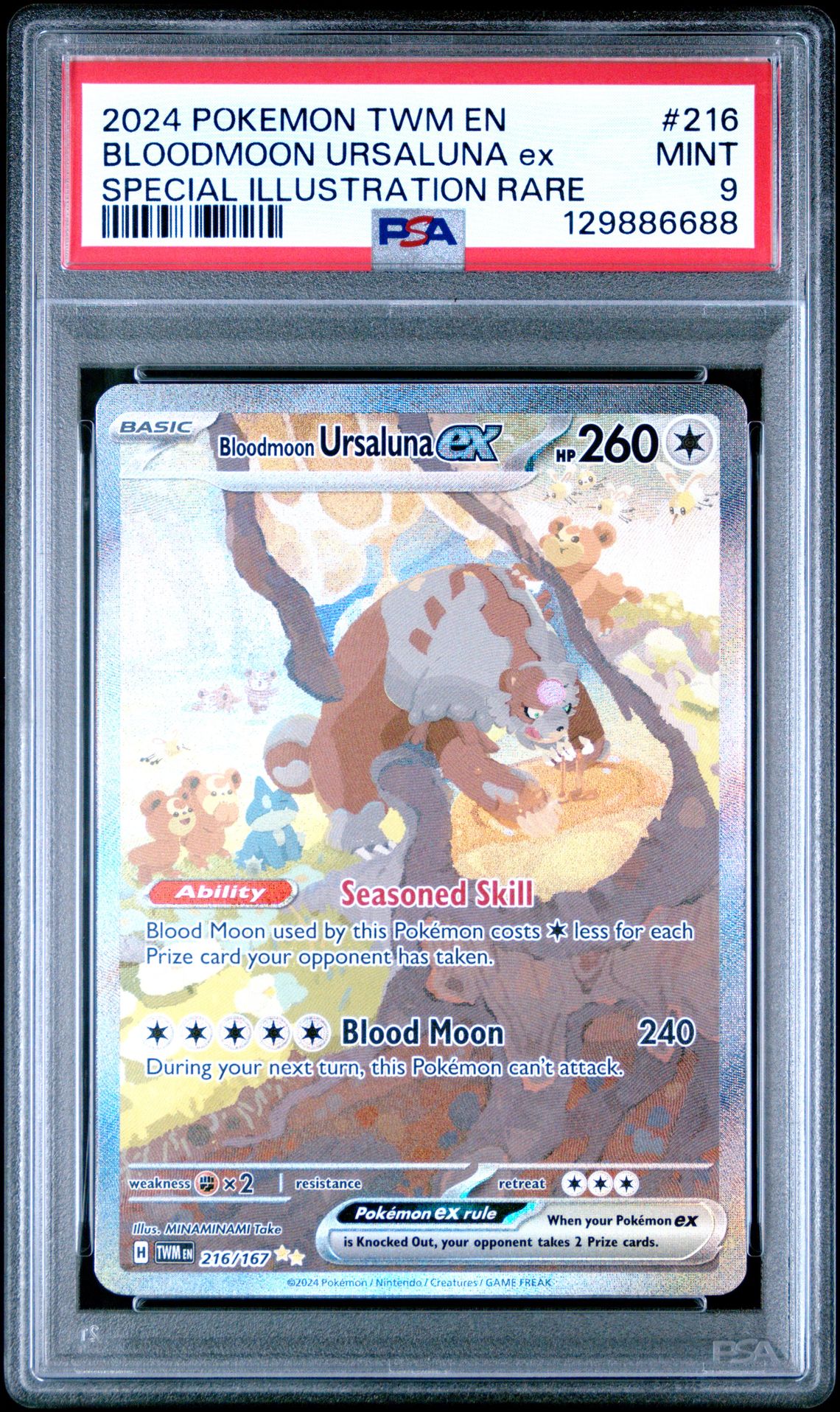 2024 Pokemon Twm En-Twilight Masquerade Bloodmoon Ursaluna Ex #216 (Special Illustration Rare) Mint 9 front