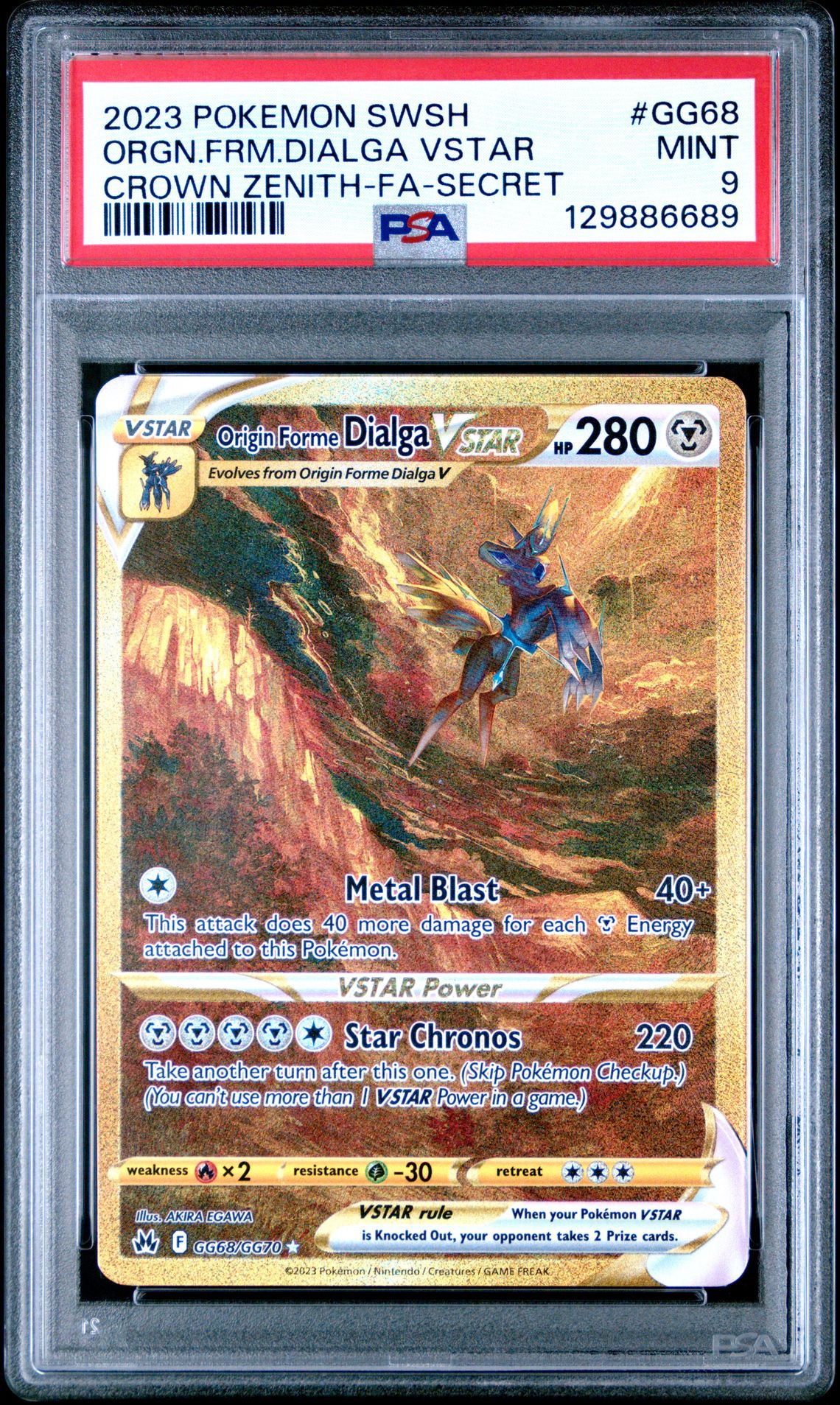 2023 Pokemon Sword And Shield Crown Zenith Orgn.frm.dialga Vstar #Gg68 (Crown Zenith-Fa-Secret) Mint 9 front