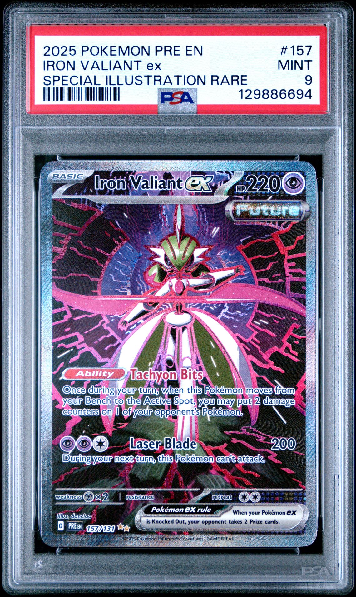 2025 Pokemon Pre En-Prismatic Evolutions Iron Valiant Ex #157 (Special Illustration Rare) Mint 9 front