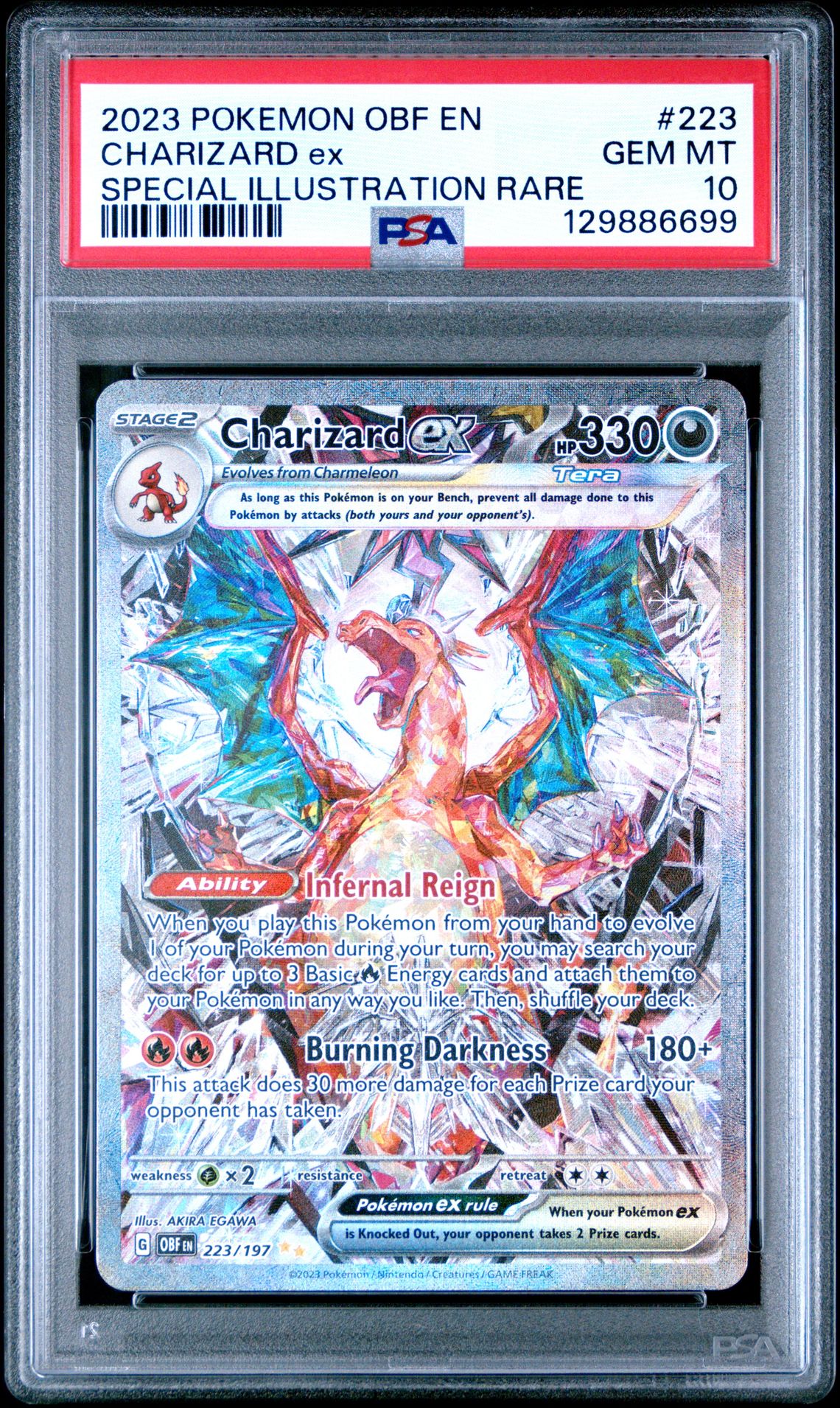 2023 Pokemon Obf En-Obsidian Flames Charizard Ex #223 (Special Illustration Rare) Gem Mt 10 front