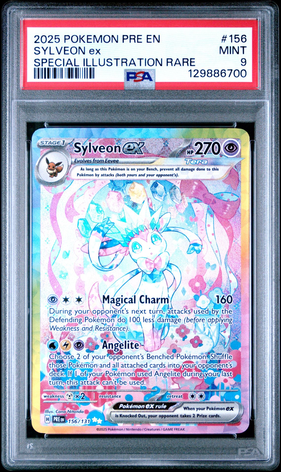 2025 Pokemon Pre En-Prismatic Evolutions Sylveon Ex #156 (Special Illustration Rare) Mint 9 front