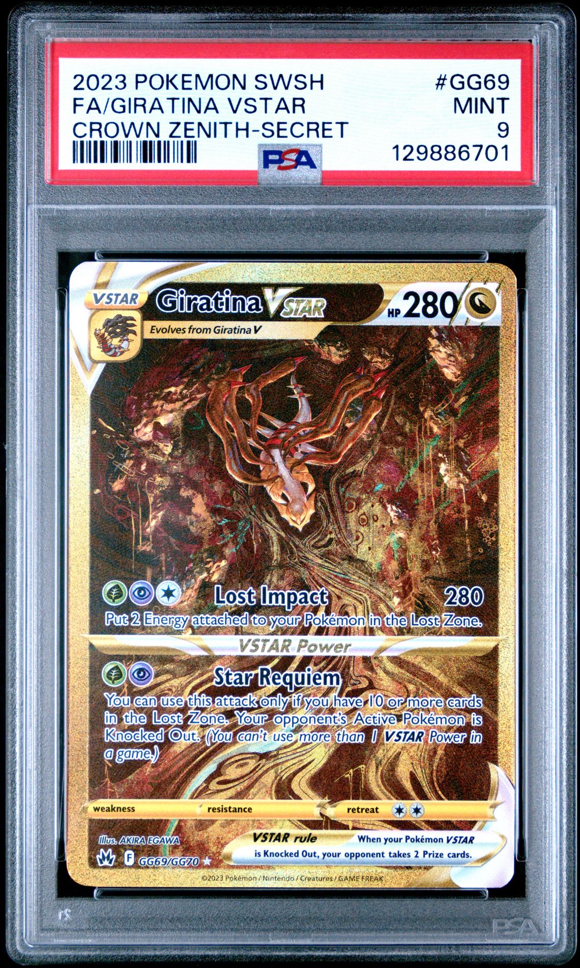 2023 Pokemon Sword And Shield Crown Zenith Fa/Giratina Vstar #Gg69 (Crown Zenith-Secret) Mint 9 front