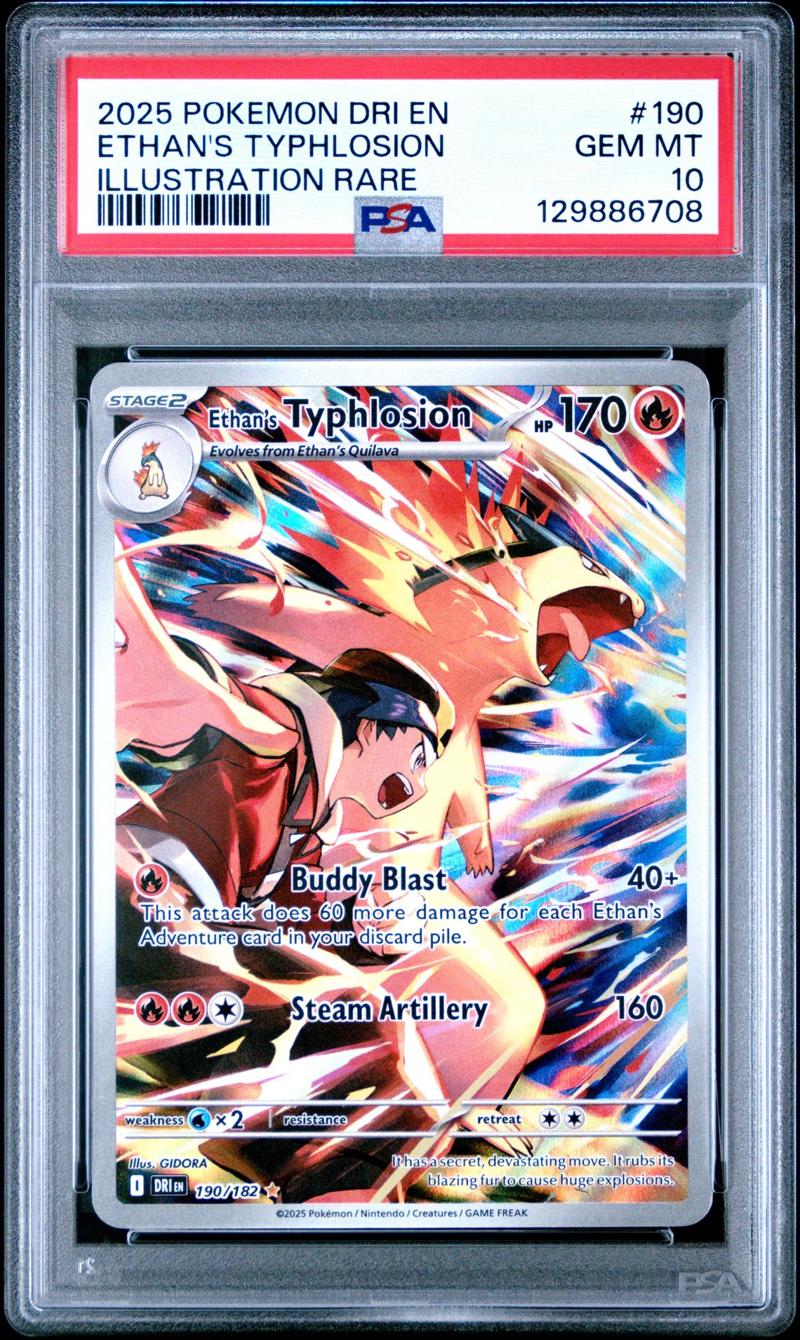 2025 Pokemon Dri En-Destined Rivals Ethan's Typhlosion #190 (Illustration Rare) Gem Mt 10 front
