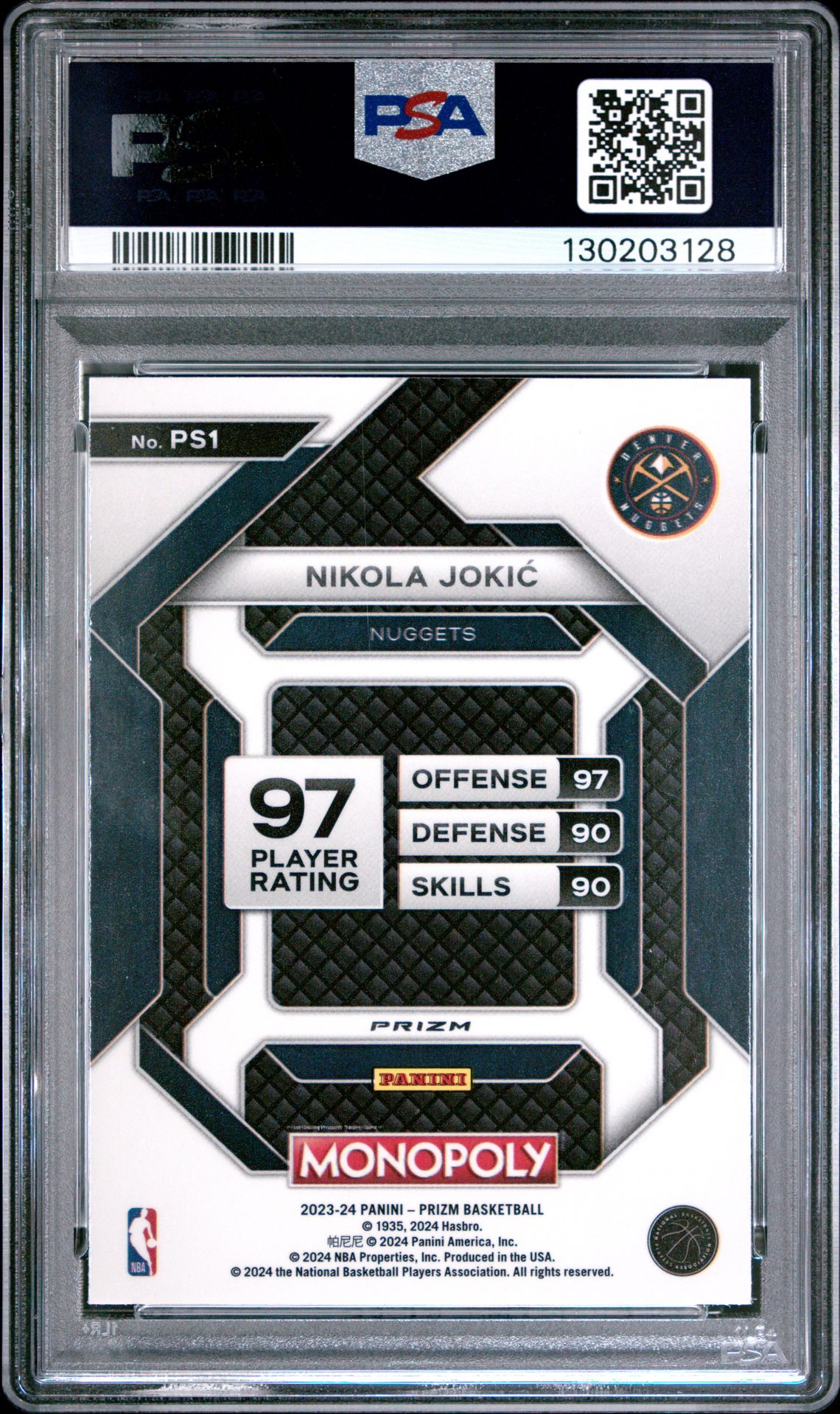 2023 Panini Prizm Monopoly All-Star Nikola Jokic #Ps1 (All-Star-Dice) Gem Mt 10 back