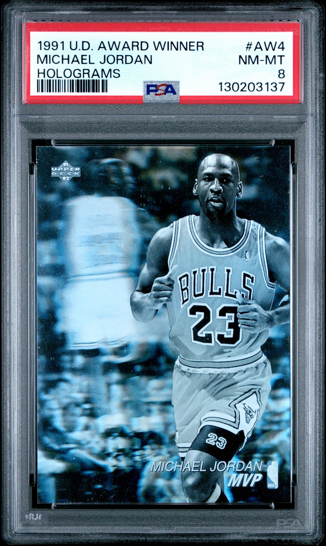 1991 Upper Deck Award Winner Hologram Michael Jordan #Aw4 (Holograms) Nm-Mt 8 front