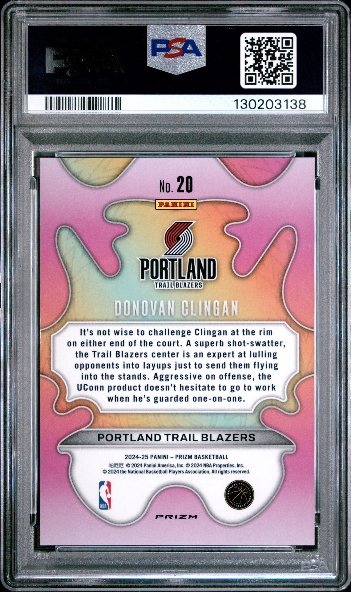 2024 Panini Prizm Groovy Donovan Clingan #20 Gem Mt 10 back