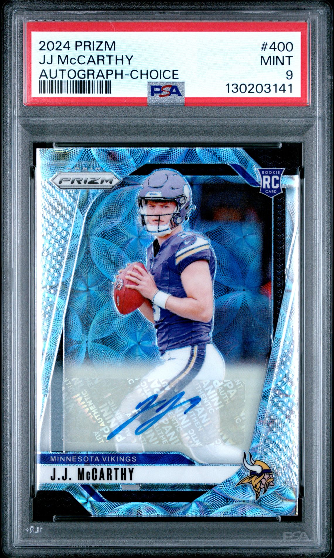 2024 Panini Prizm Jj Mccarthy #400 (Autograph-Choice) Mint 9 front