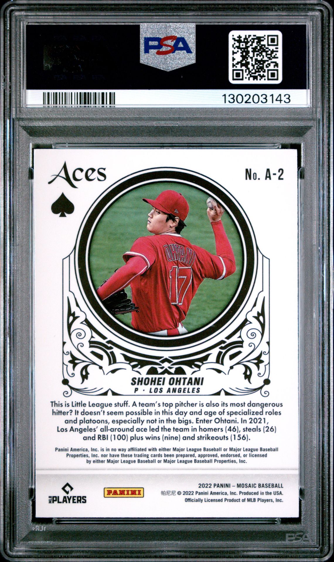 2022 Panini Mosaic Aces Shohei Ohtani #A2 (Aces) Nm-Mt 8 back