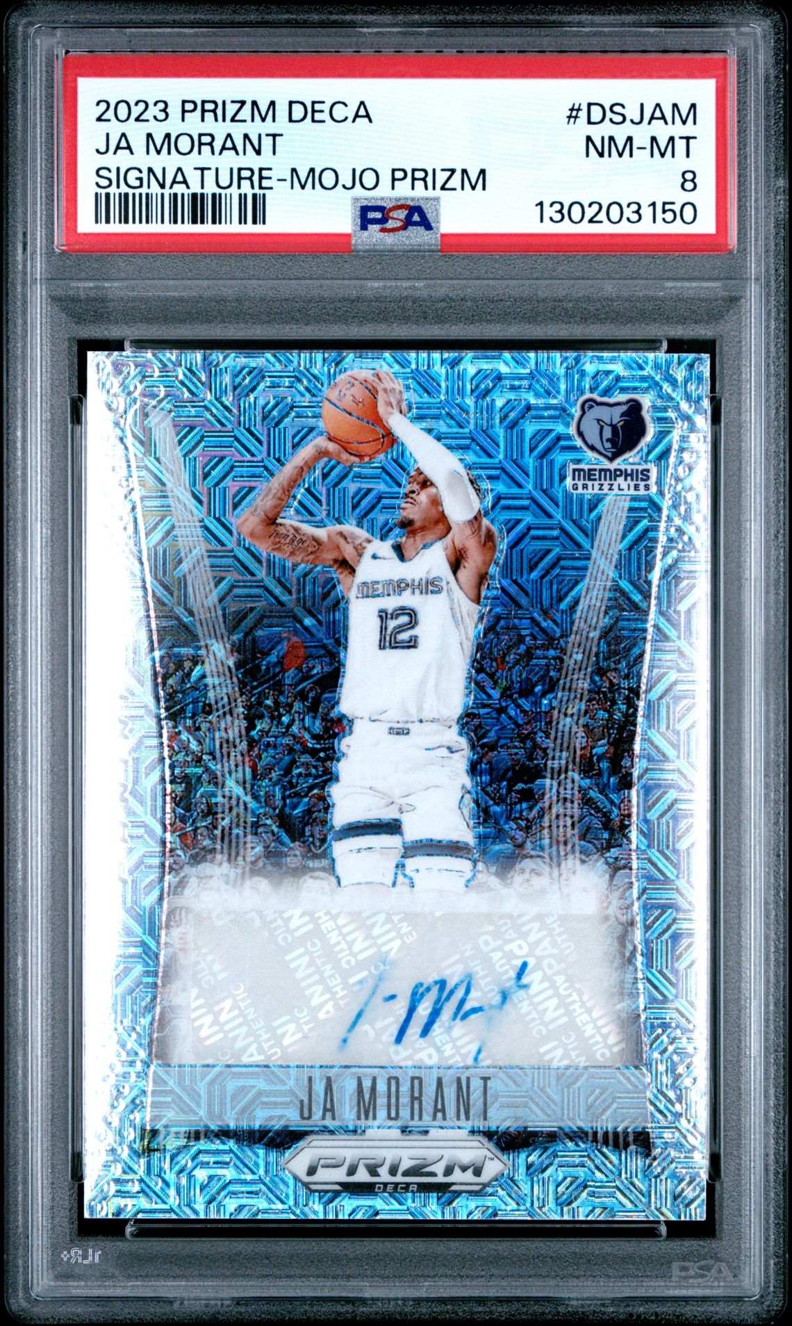 2023 Panini Prizm Deca Signatures Ja Morant #Dsjam (Signature-Mojo Prizm) Nm-Mt 8 front