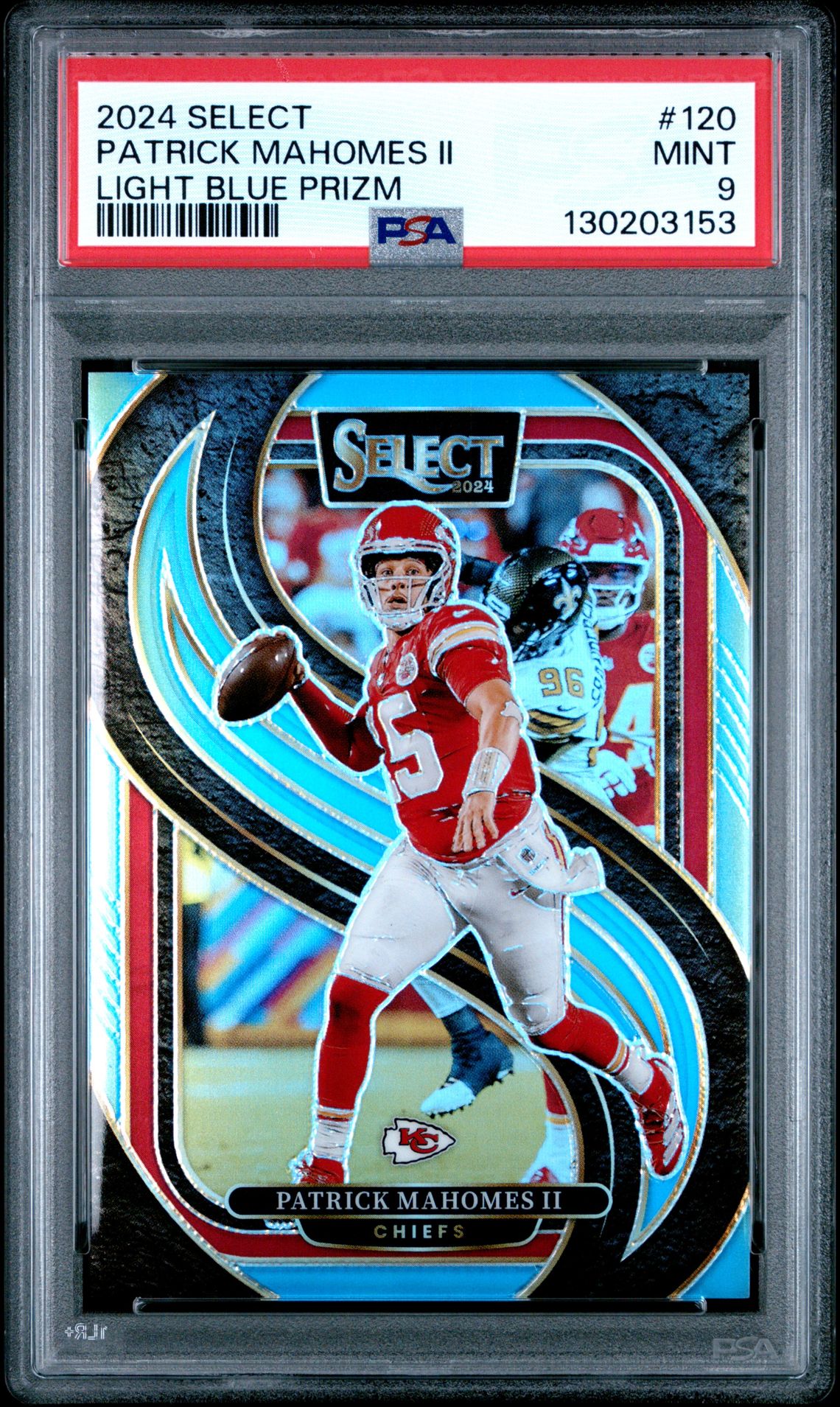 2024 Panini Select Patrick Mahomes Ii #120 (Light Blue Prizm) Mint 9 front