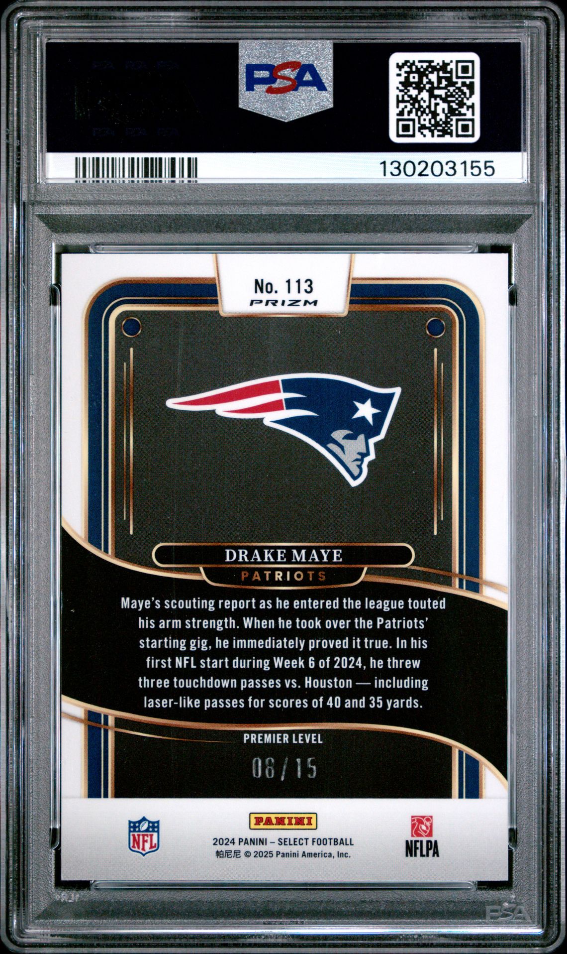 2024 Panini Select Drake Maye #113 (Pink Glitter) Nm-Mt 8 back