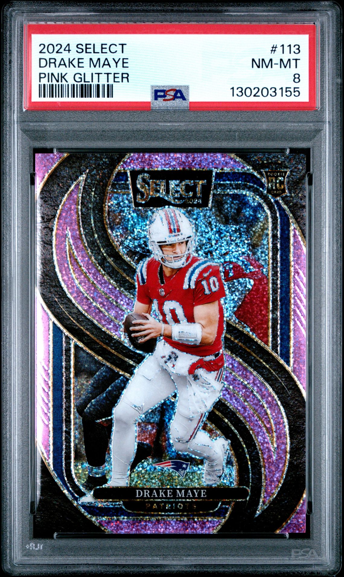 2024 Panini Select Drake Maye #113 (Pink Glitter) Nm-Mt 8 front
