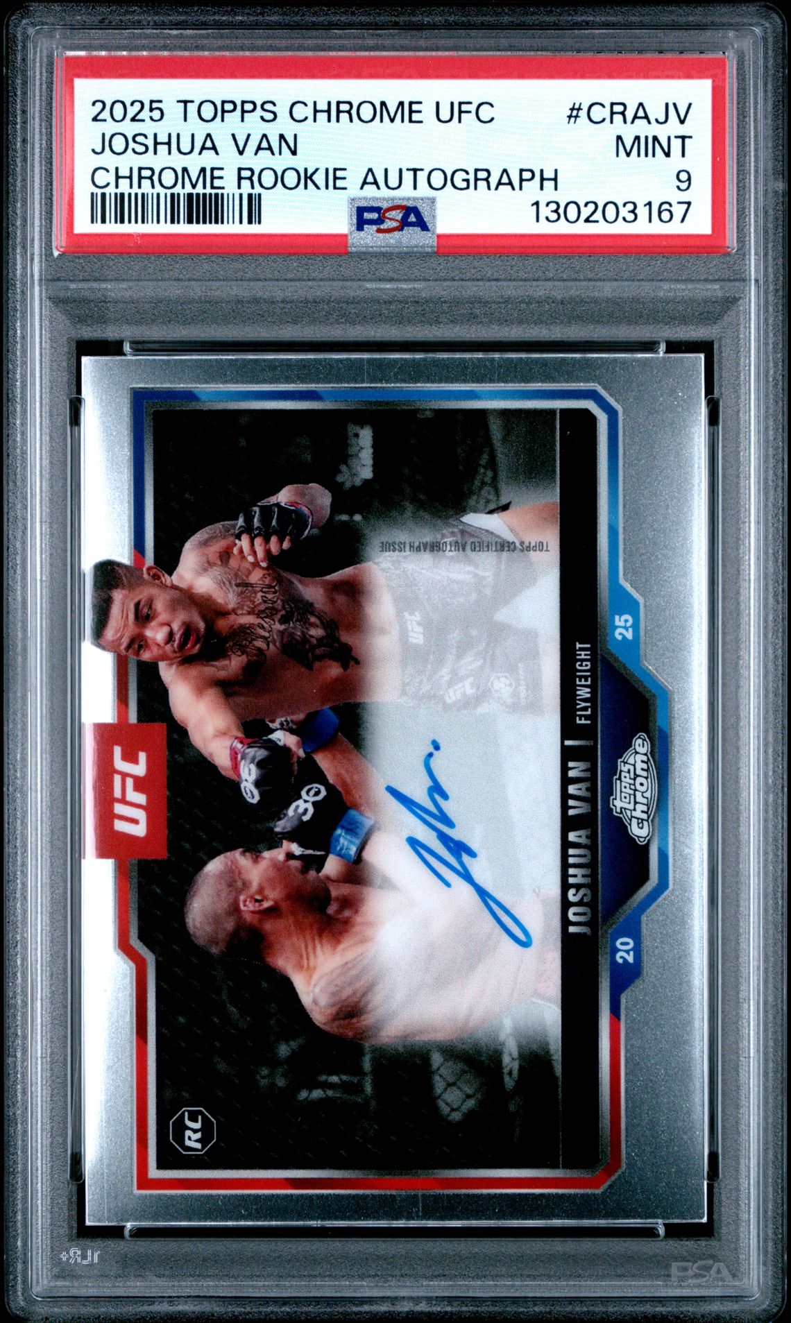 2025 Topps Chrome Ufc Chrome Rookie Autographs Joshua Van #Crajv Mint 9 front
