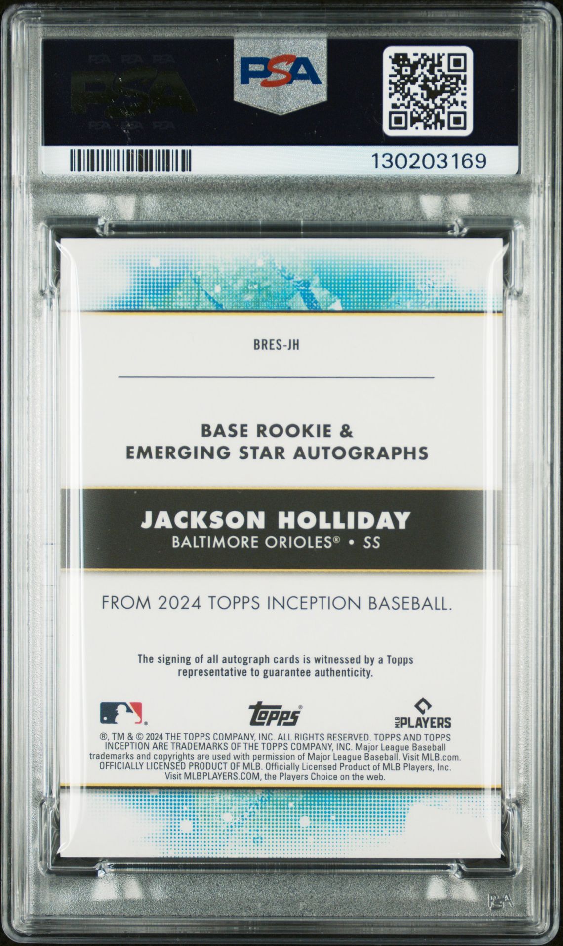 2024 Topps Inception Base Rookie And Emerging Star Autographs Jackson Holliday #Bresjh (Rk/Emerging Stars Au-Purple) Ex-Mt 6 back