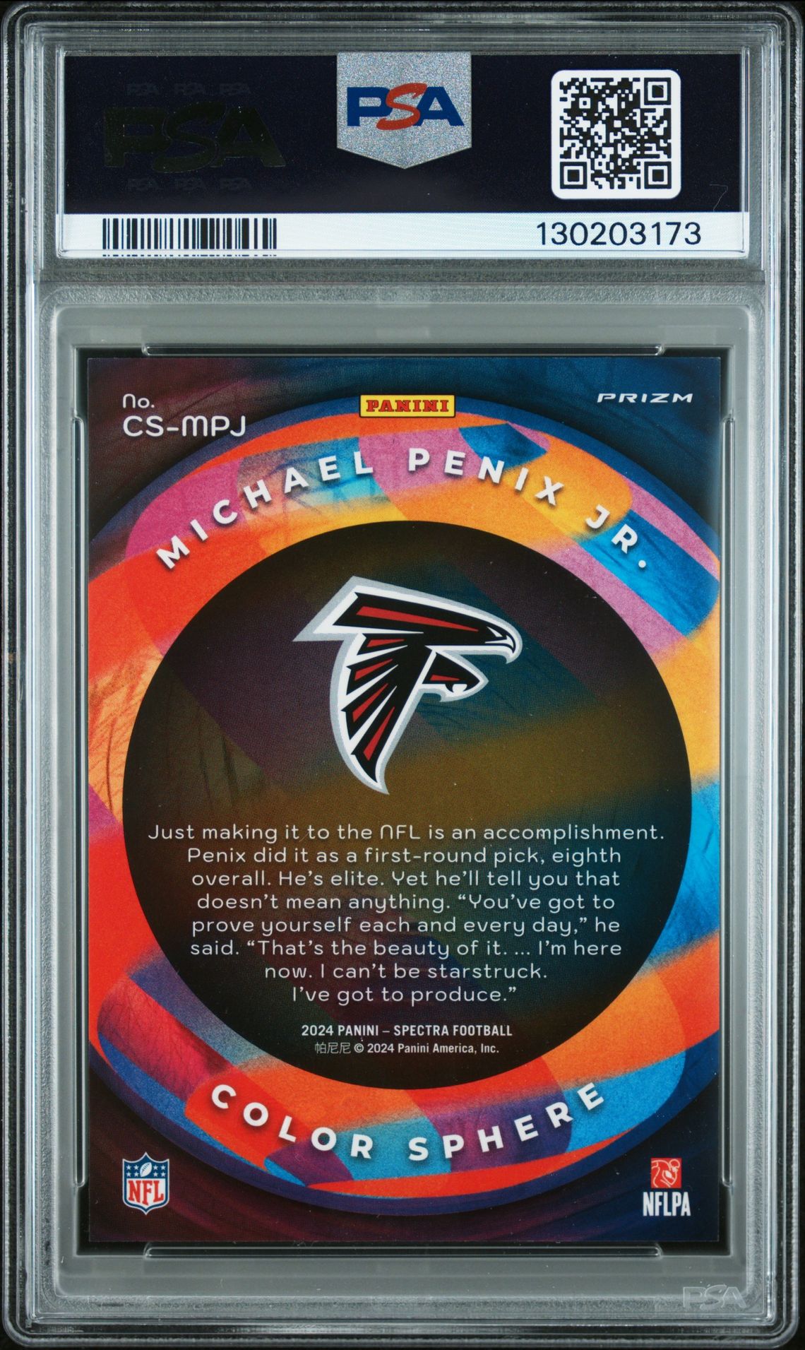 2024 Panini Spectra Color Sphere Michael Penix Jr. #Csmpj Mint 9 back