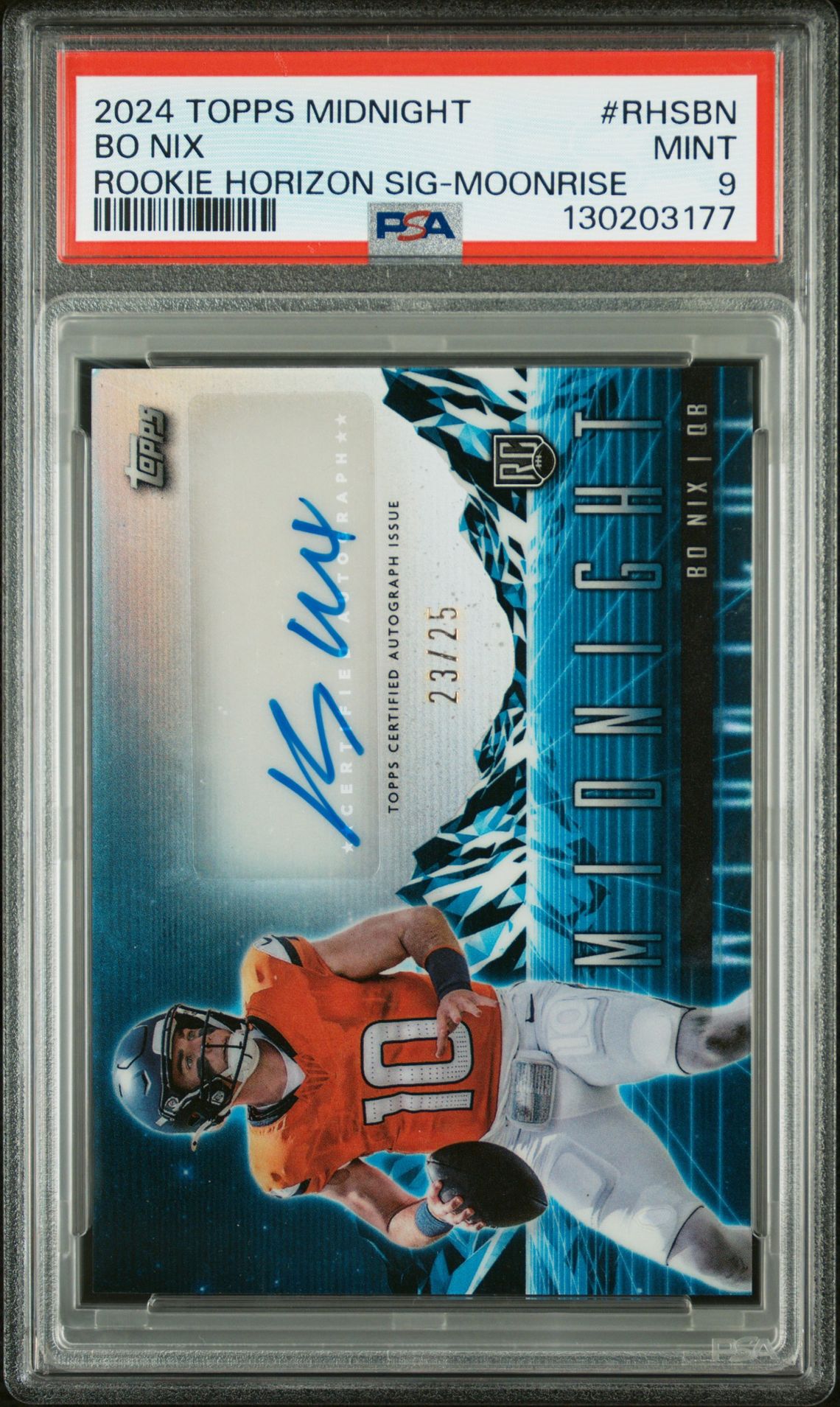 2024 Topps Midnight Rookie Horizon Signatures Bo Nix #Rhsbn (Rookie Horizon Sig-Moonrise) Mint 9 front