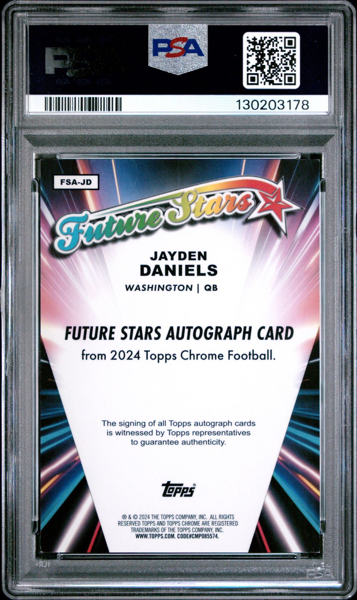 2024 Topps Chrome Future Stars Autographs Jayden Daniels #Fsajd (Future Stars Auto-Blue Ref) Nm-Mt 8 back