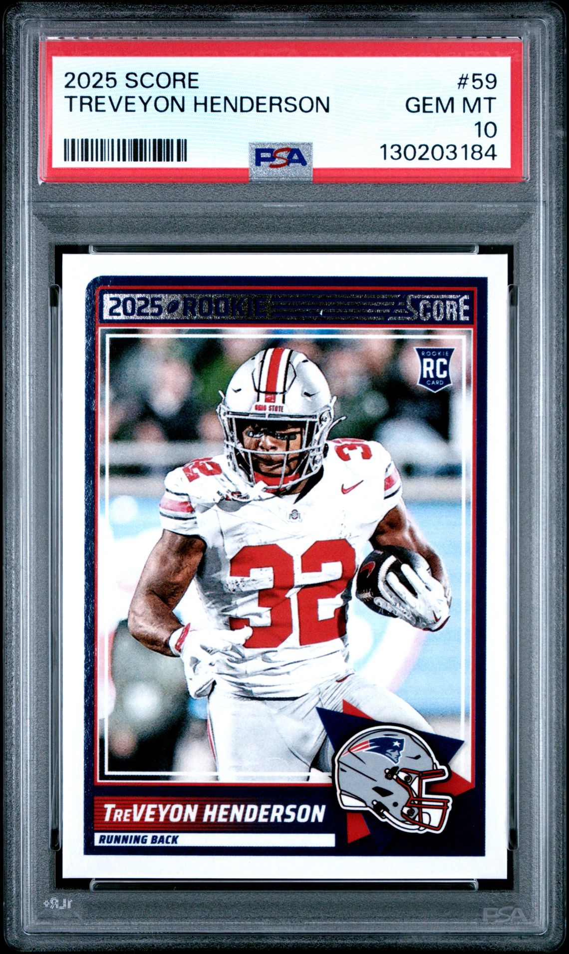 2025 Panini Score Treveyon Henderson #59 Gem Mt 10 front