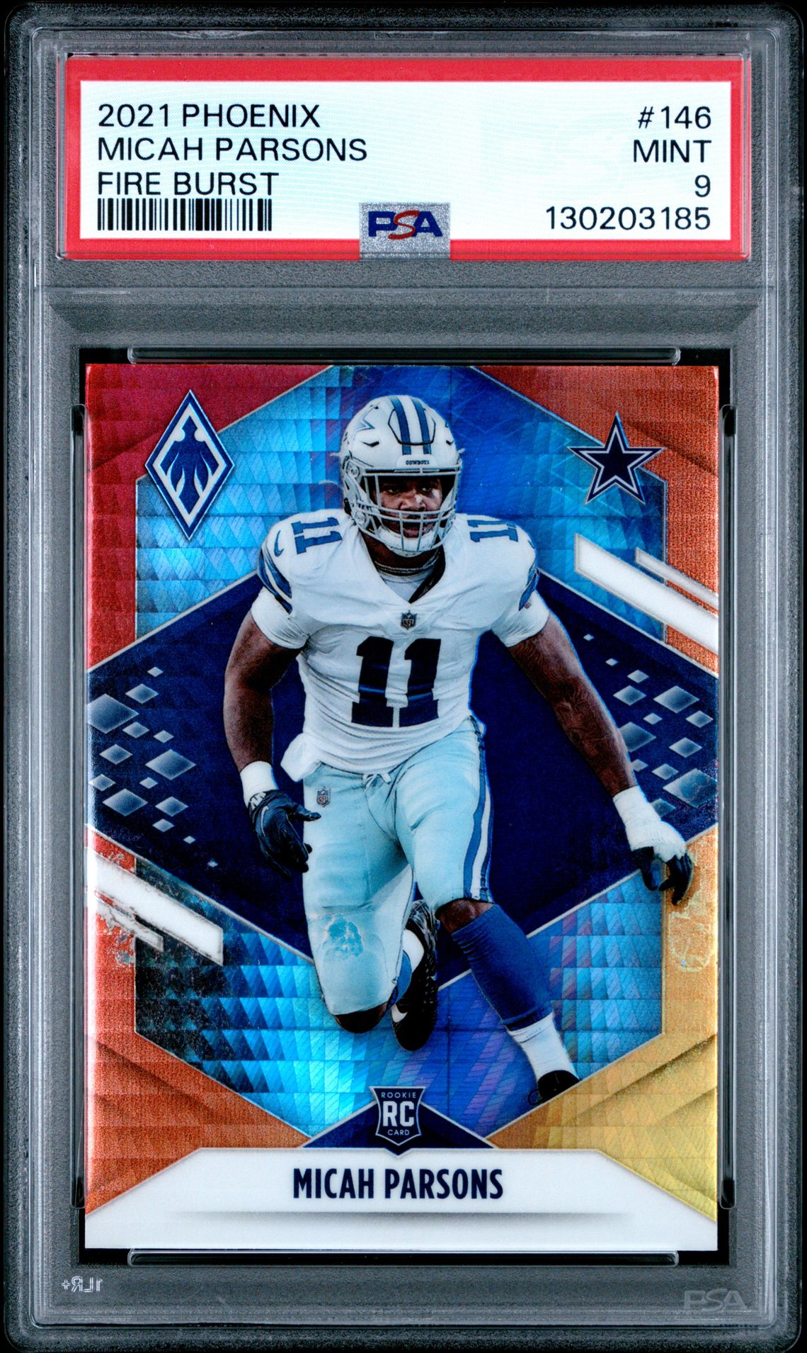 2021 Panini Phoenix Micah Parsons #146 (Fire Burst) Mint 9 front
