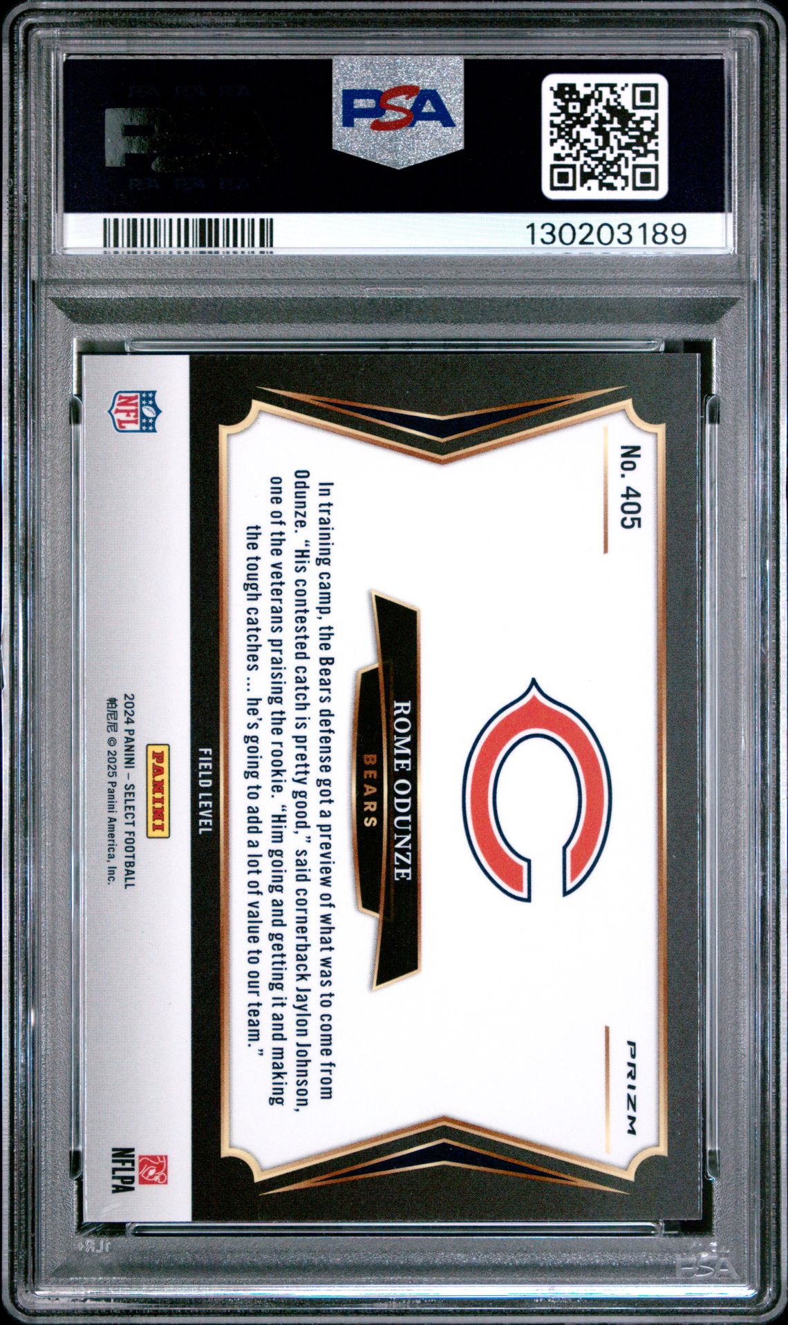 2024 Panini Select Rome Odunze #405 (Silver Prizm) Gem Mt 10 back