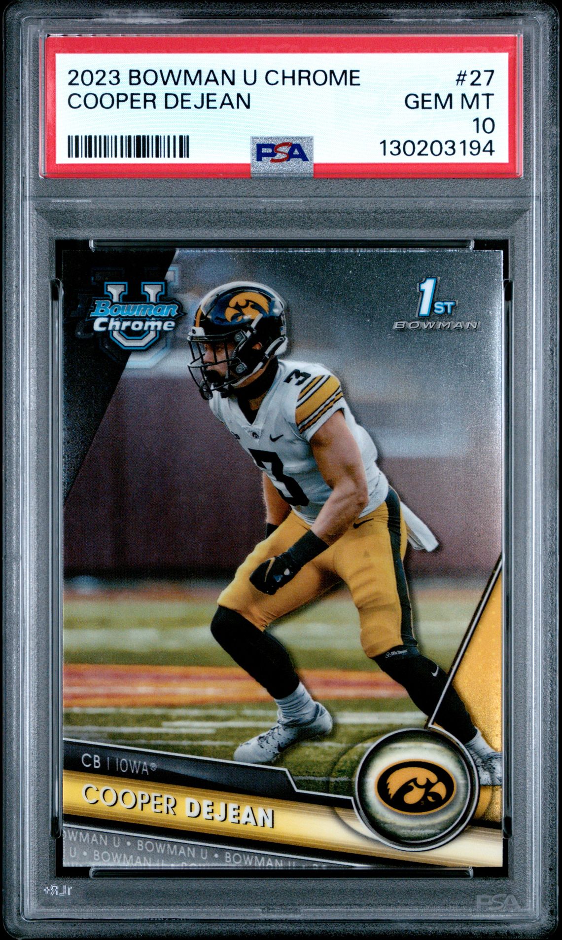 2023 Bowman University Chrome Cooper Dejean #27 Gem Mt 10 front