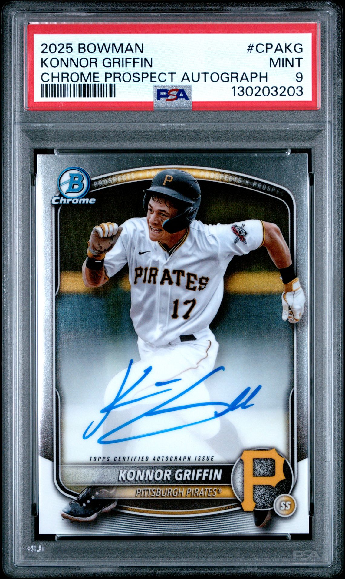 2025 Bowman Chrome Prospect Autographs Konnor Griffin #Cpakg Mint 9 front