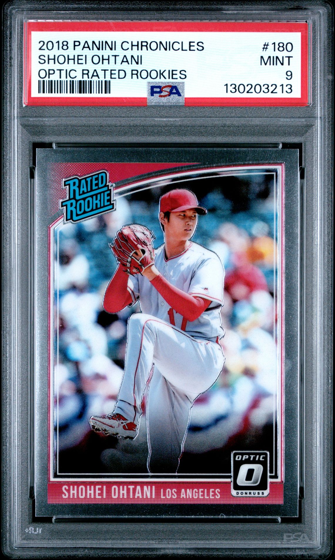 2018 Panini Chronicles Donruss Optic Rated Rookies Shohei Ohtani #180 (Optic Rated Rookies) Mint 9 front