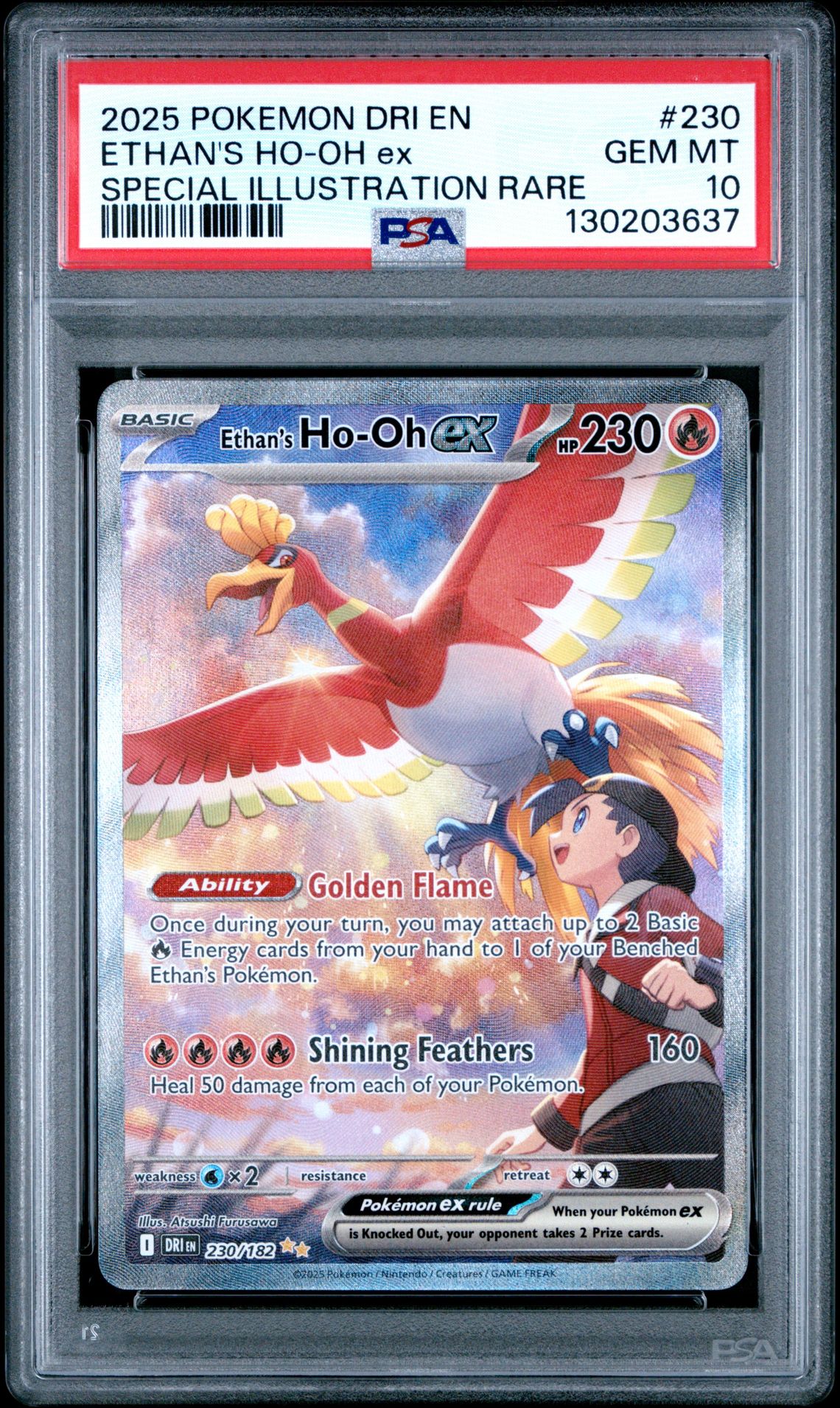 2025 Pokemon Dri En-Destined Rivals Ethan's Ho-Oh Ex #230 (Special Illustration Rare) Gem Mt 10 front