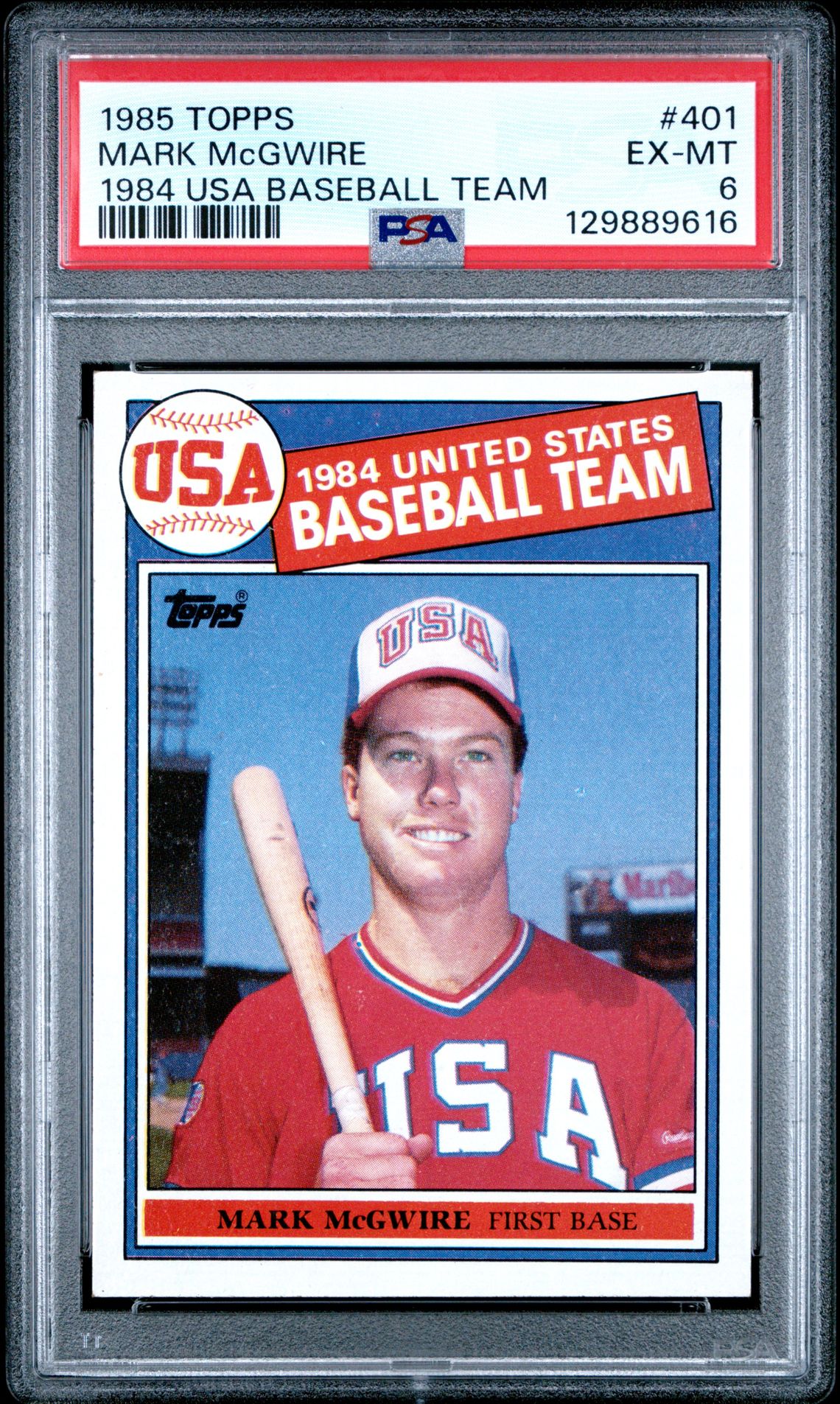 1985 Topps Mark Mcgwire #401 (1984 Usa Baseball Team) Ex-Mt 6 front
