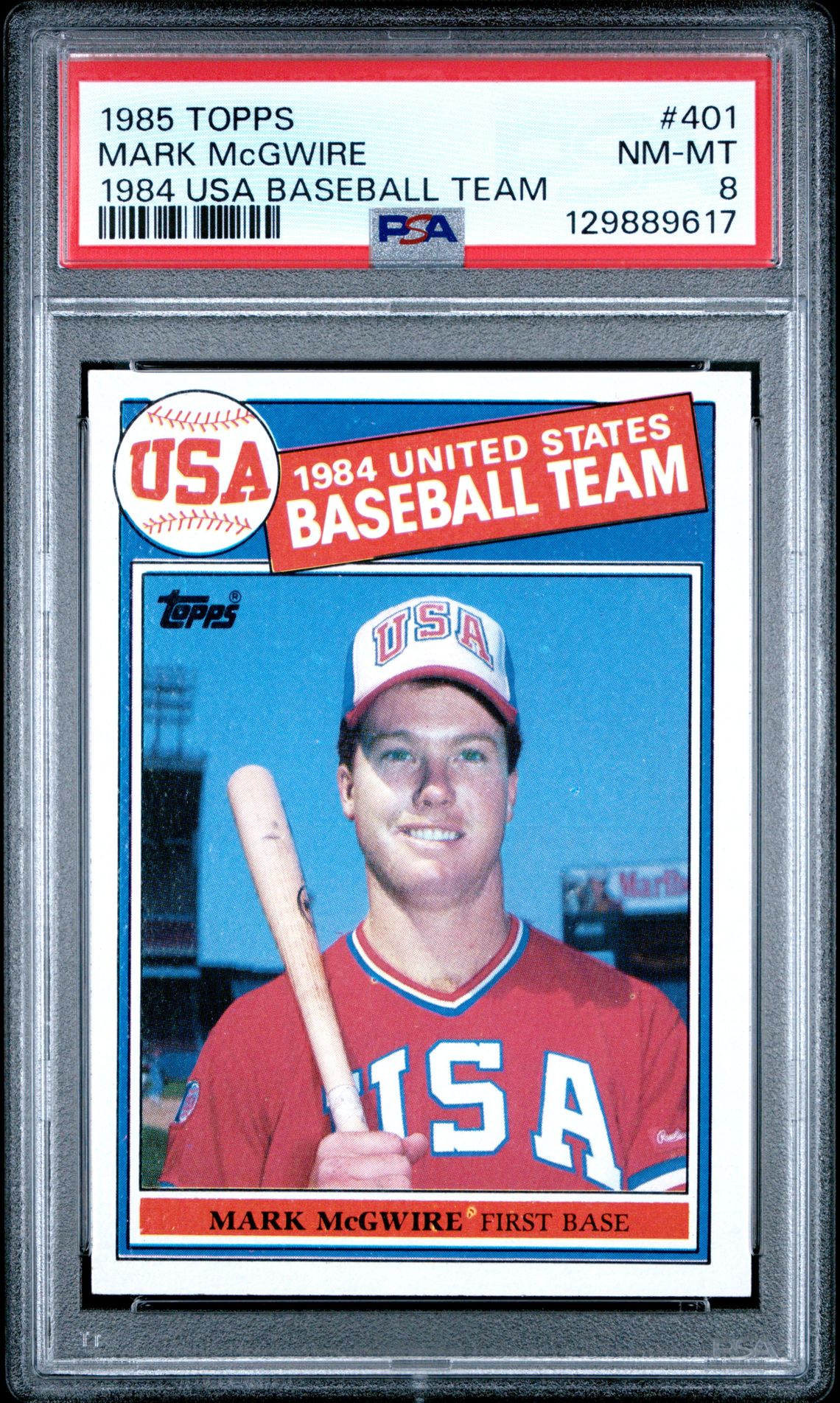 1985 Topps Mark Mcgwire #401 (1984 Usa Baseball Team) Nm-Mt 8 front