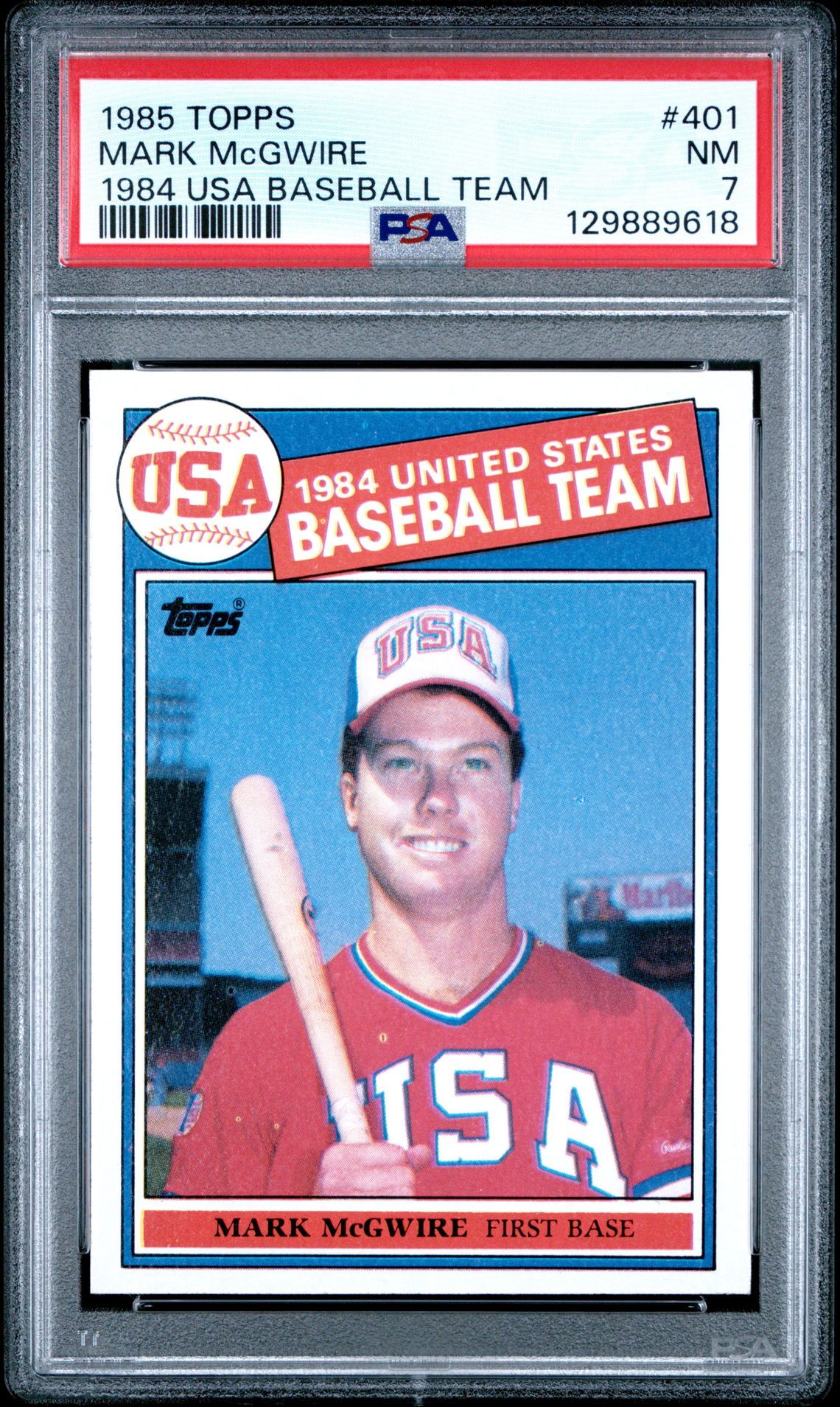 1985 Topps Mark Mcgwire #401 (1984 Usa Baseball Team) Nm 7 front