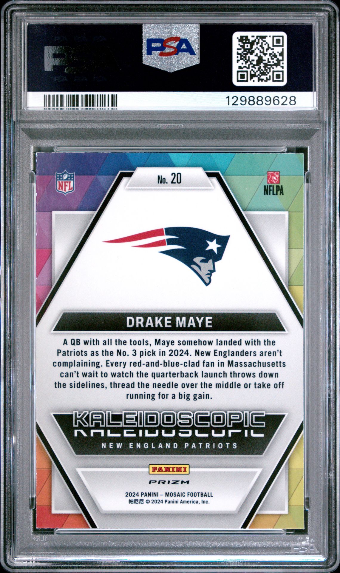 2024 Panini Mosaic Kaleidoscopic Drake Maye #20 Mint 9 back
