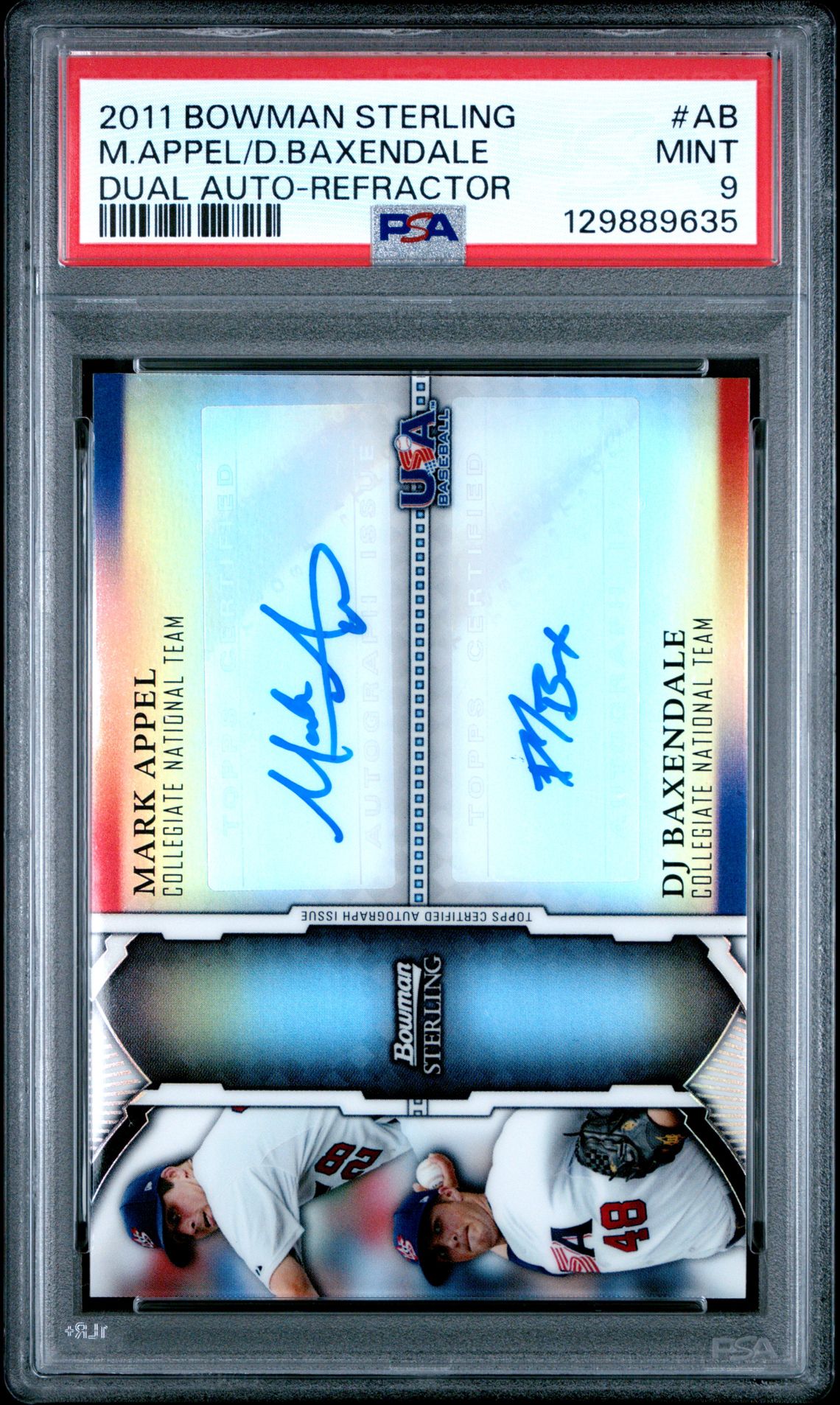 2011 Bowman Sterling Dual Autograph M.appel/D.baxendale #Ab (Dual Auto-Refractor) Mint 9 front
