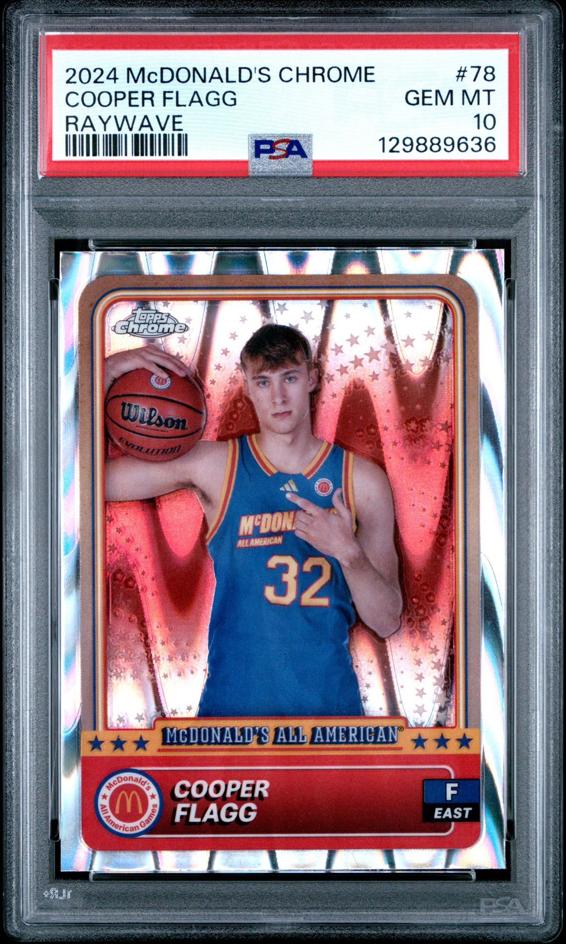 2024 Topps Chrome Mcdonald's All American Cooper Flagg #78 (Raywave) Gem Mt 10 front