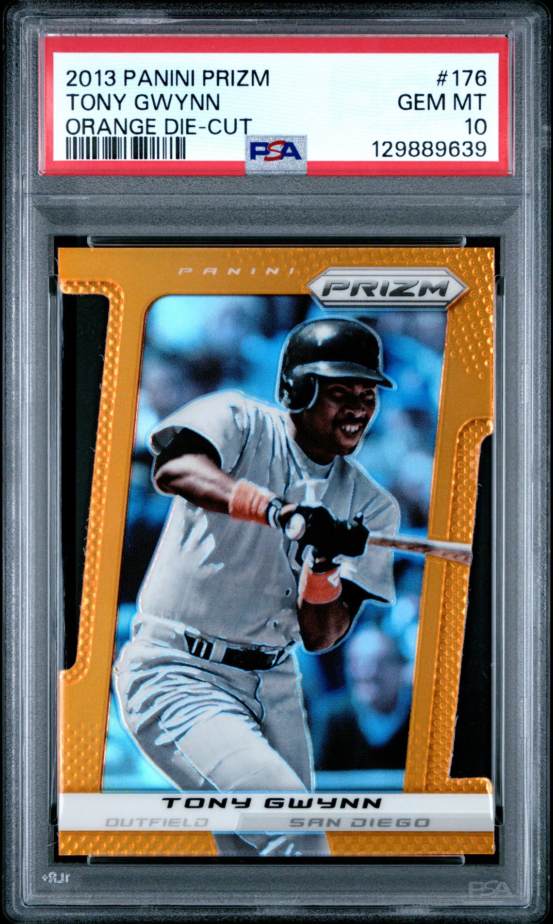 2013 Panini Prizm Tony Gwynn #176 (Orange Die-Cut) Gem Mt 10 front