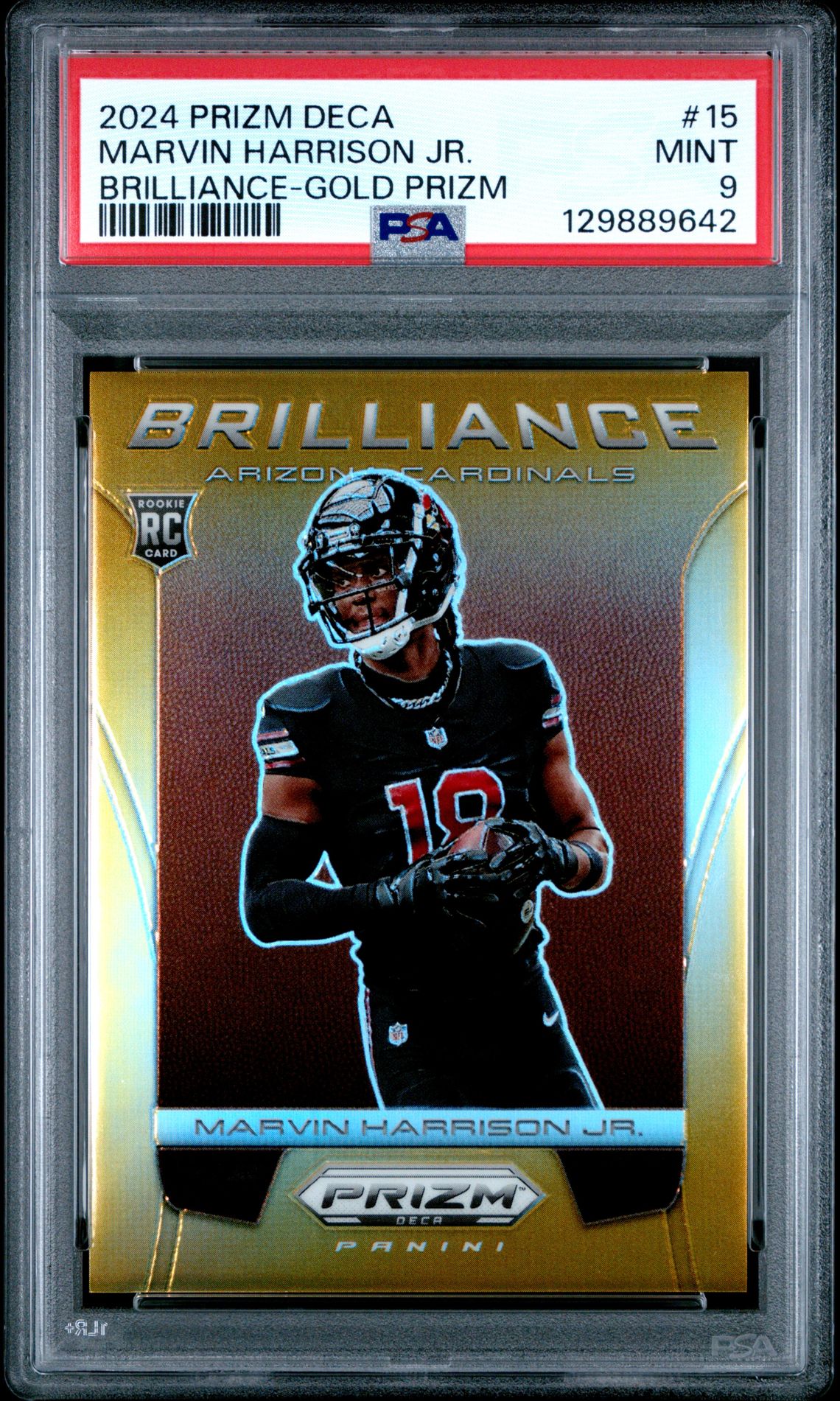 2024 Panini Prizm Deca Brilliance Marvin Harrison Jr. #15 (Brilliance-Gold Prizm) Mint 9 front