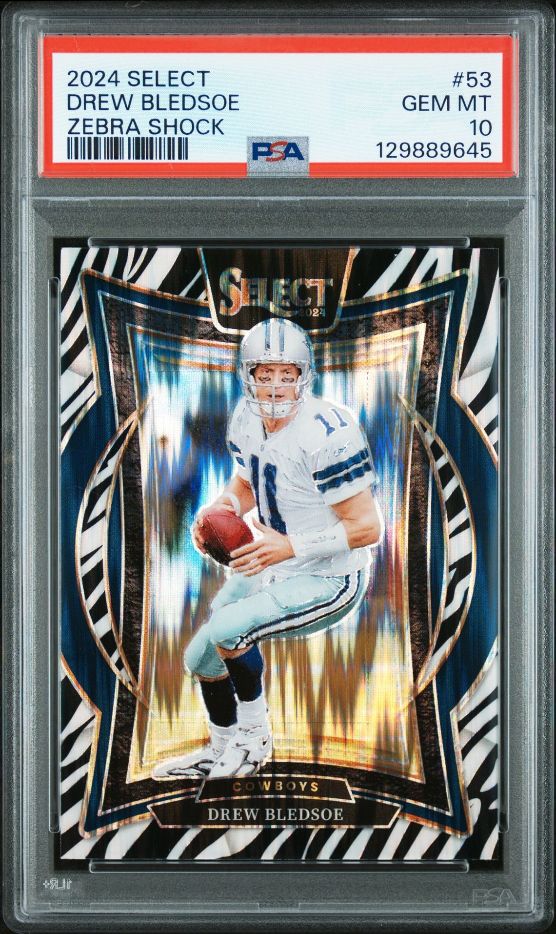 2024 Panini Select Drew Bledsoe #53 (Zebra Shock) Gem Mt 10 front
