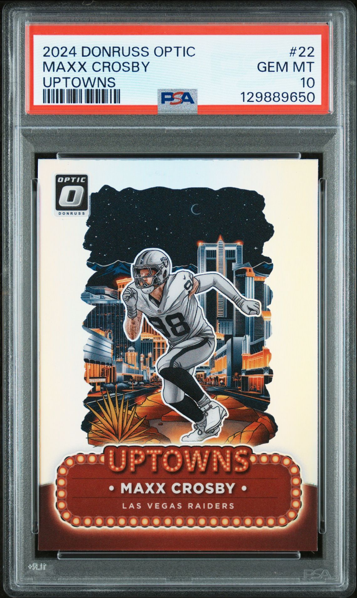 2024 Panini Donruss Optic Uptowns Maxx Crosby #22 Gem Mt 10 front