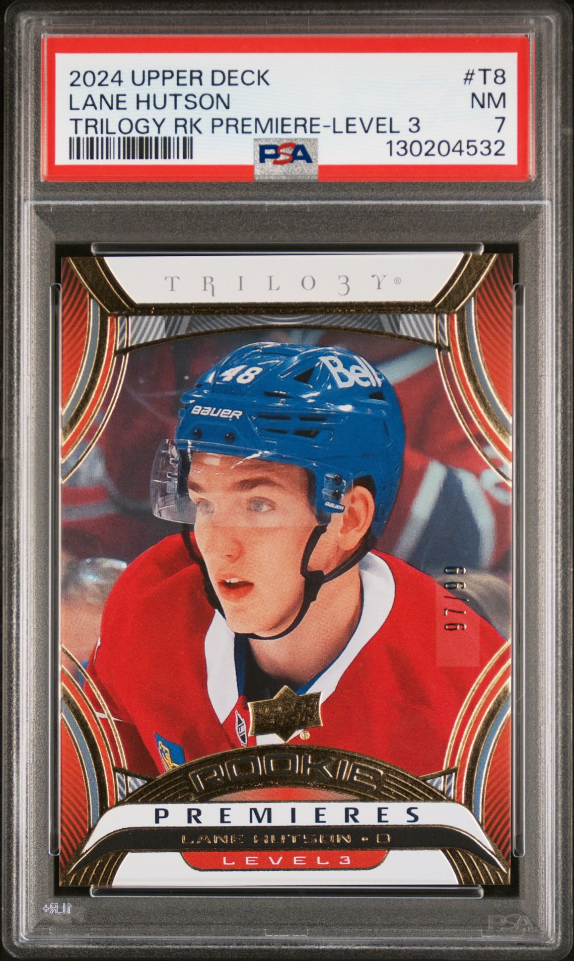 2024 Upper Deck UPPER DECK TRILOGY ROOKIE PREMIERE TRILOGY RK PREMIERE-LEVEL 3 #T8 Lane Hutson front