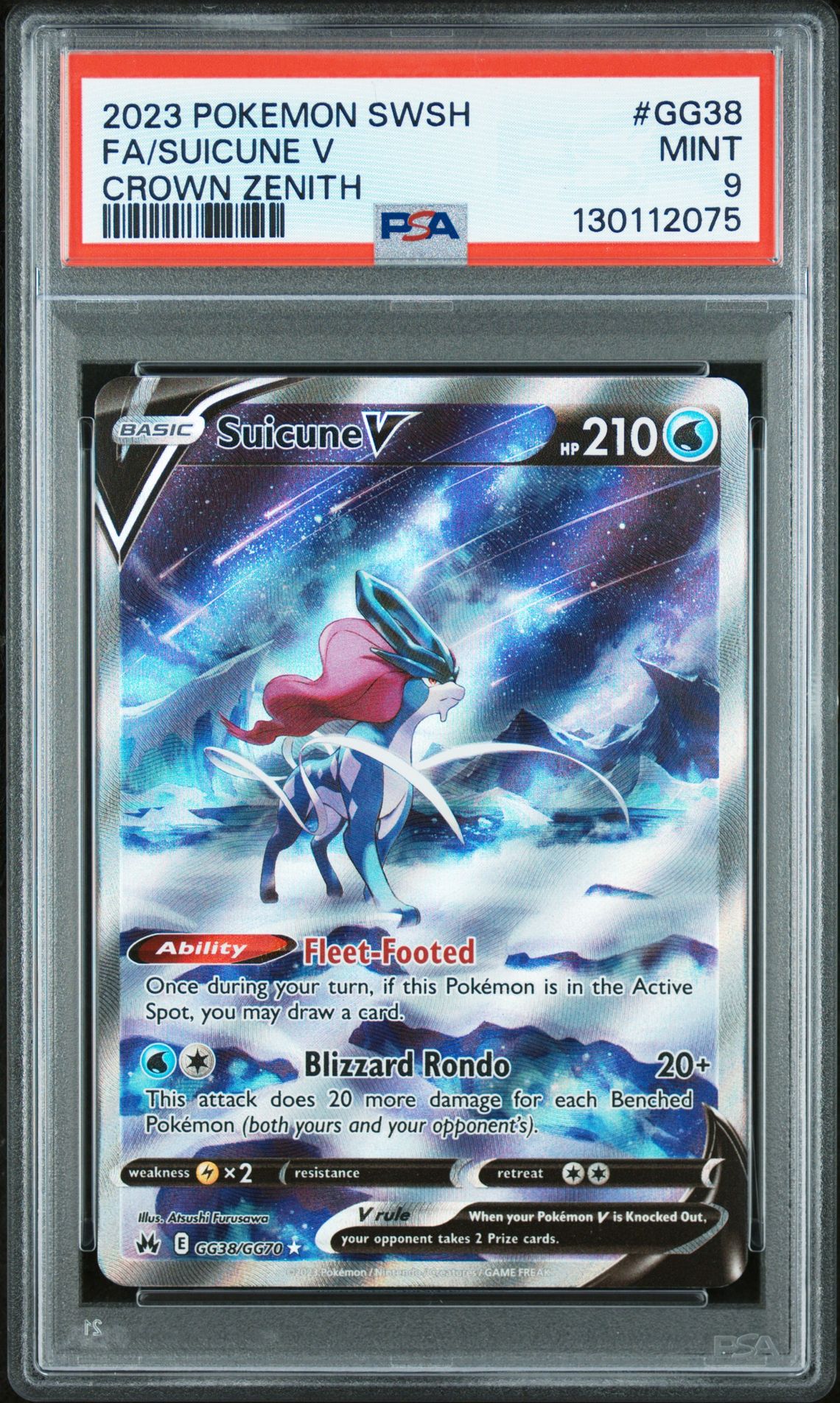 2023 Pokemon Sword And Shield Crown Zenith Fa/Suicune V #Gg38 (Crown Zenith) Mint 9 front