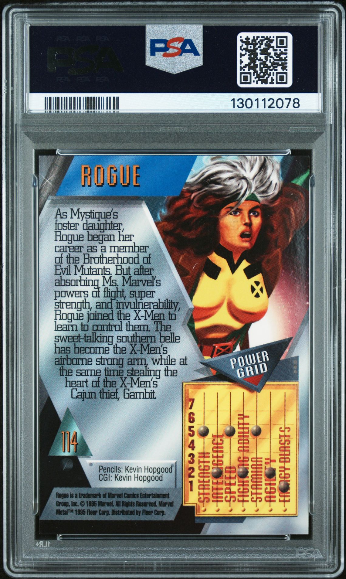 1995 Marvel Metal Rogue #114 Mint 9 back