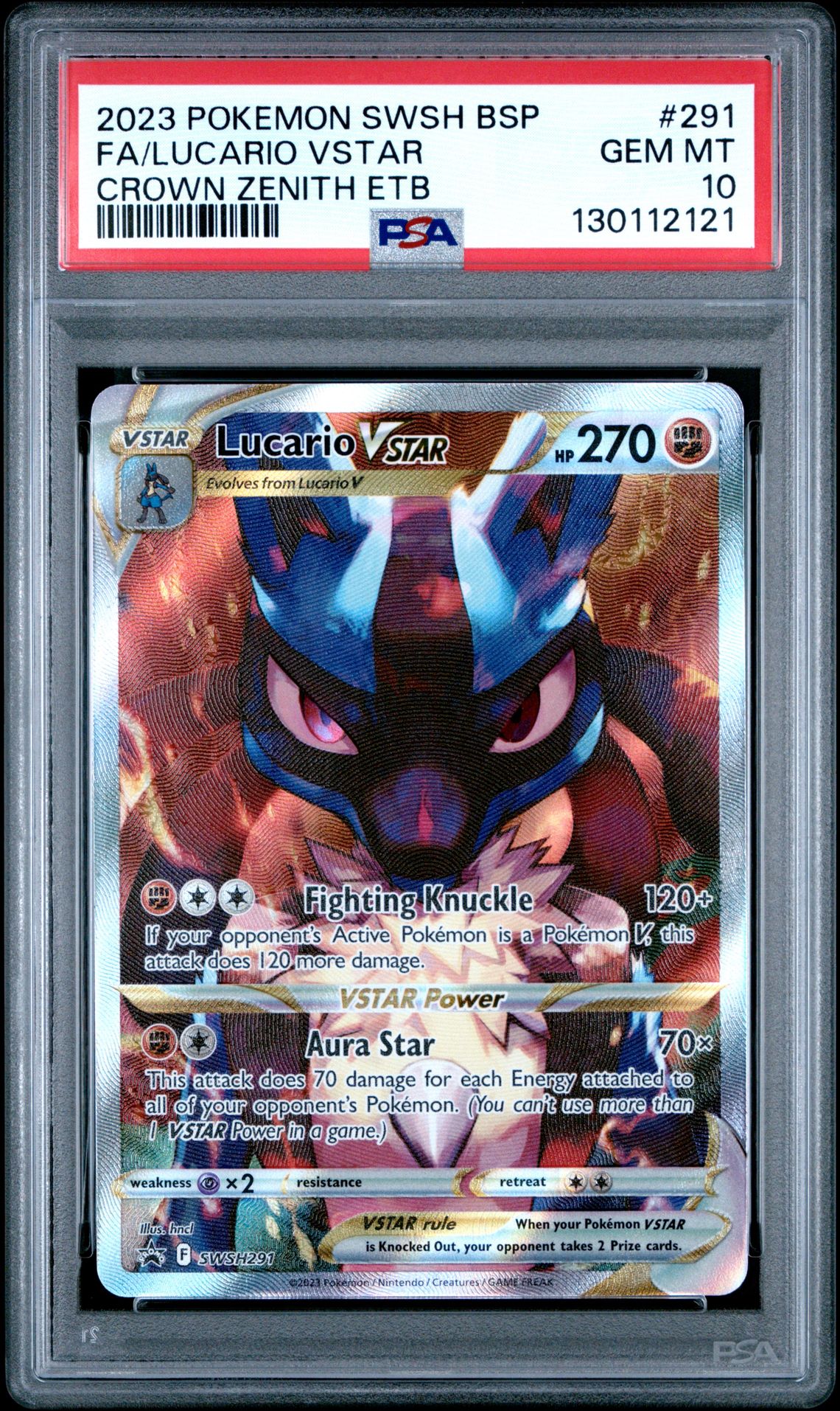 2023 Pokemon Swsh Black Star Promo Fa/Lucario Vstar #291 (Crown Zenith Etb) Gem Mt 10 front