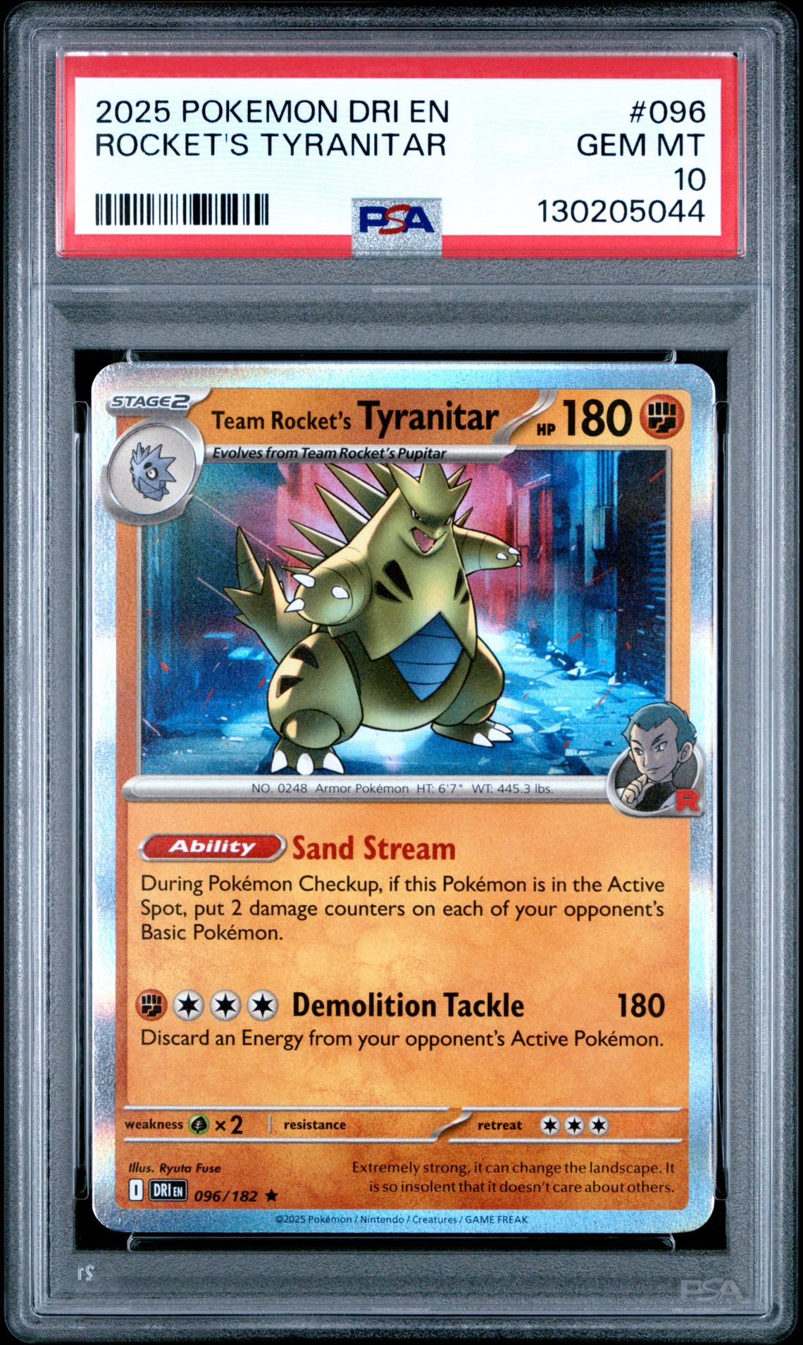 2025 Pokemon Dri En-Destined Rivals Rocket's Tyranitar #096 Gem Mt 10 front