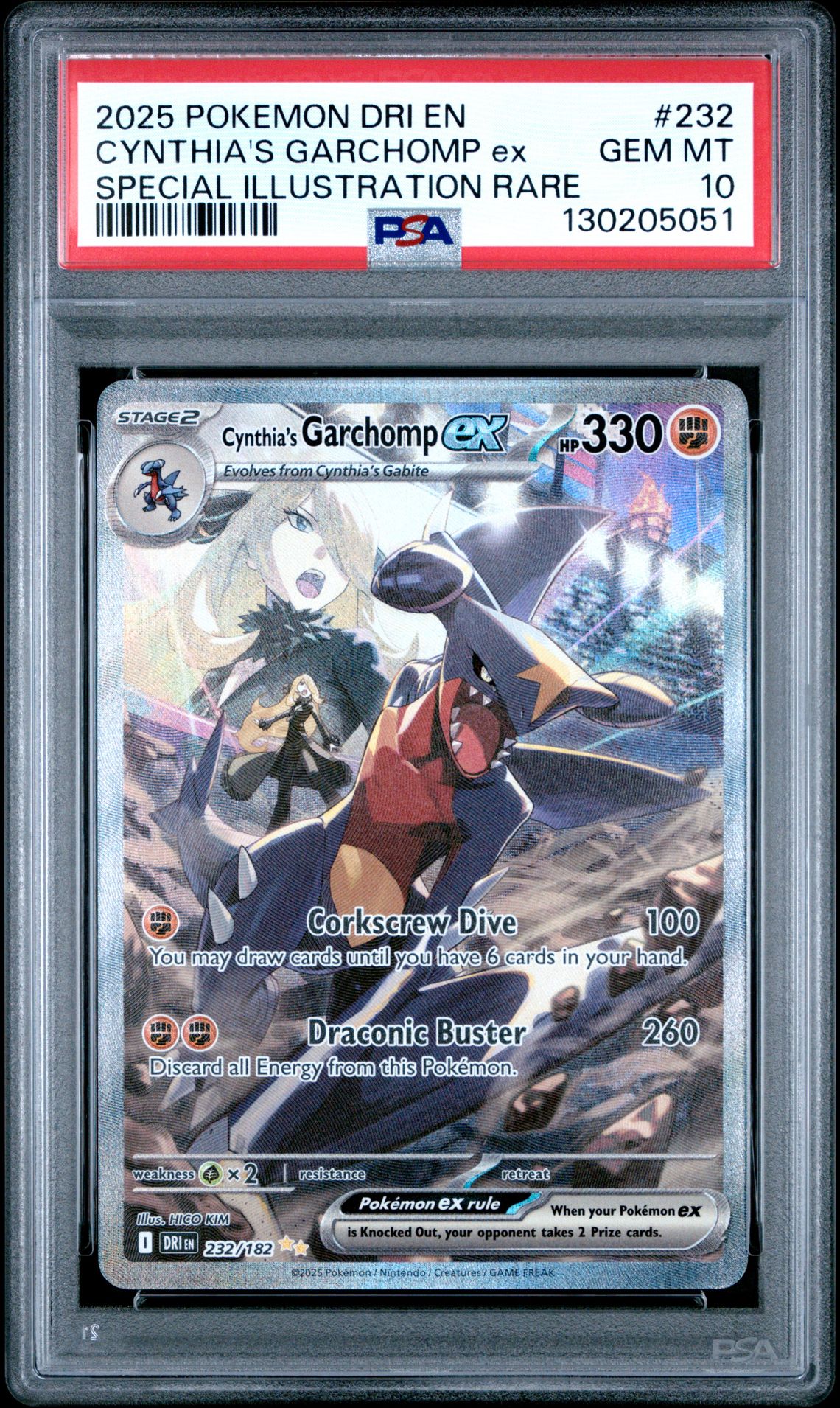 2025 Pokemon Dri En-Destined Rivals Cynthia's Garchomp Ex #232 (Special Illustration Rare) Gem Mt 10 front